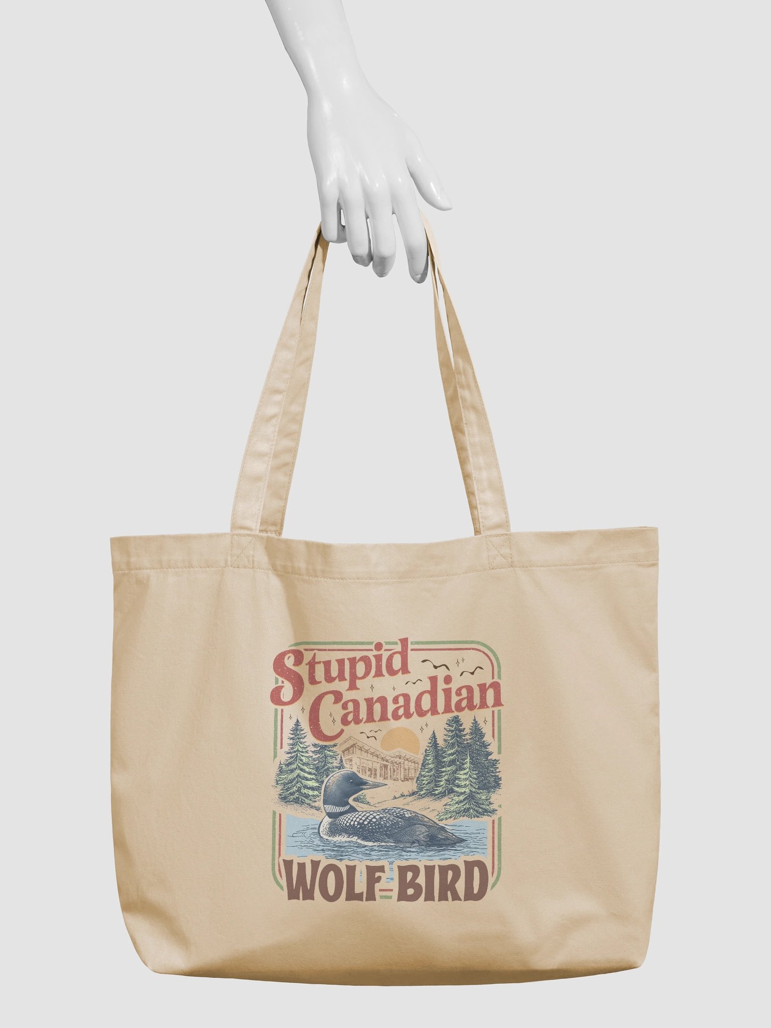 STUPID CANADIAN WOLF BIRD TOTE product image (3)