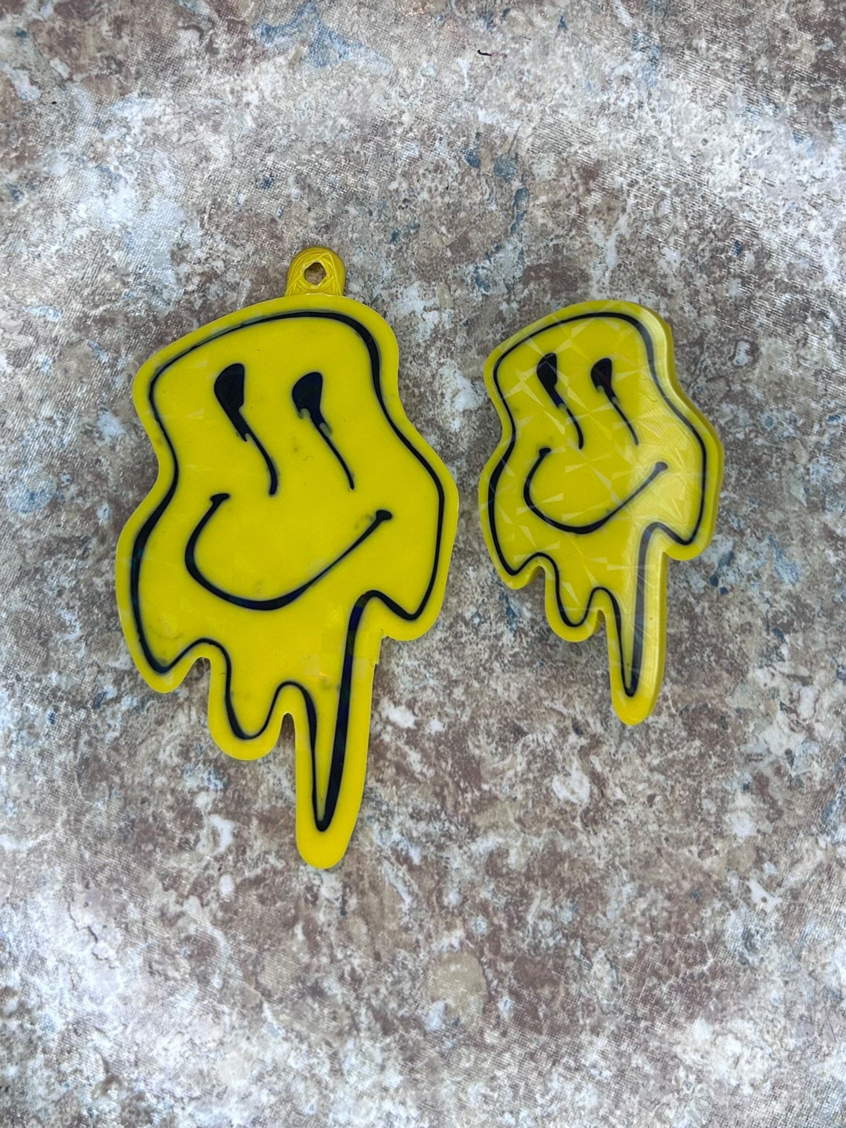 Holographic Acid Smiley Keychain + Pin Set product image (1)