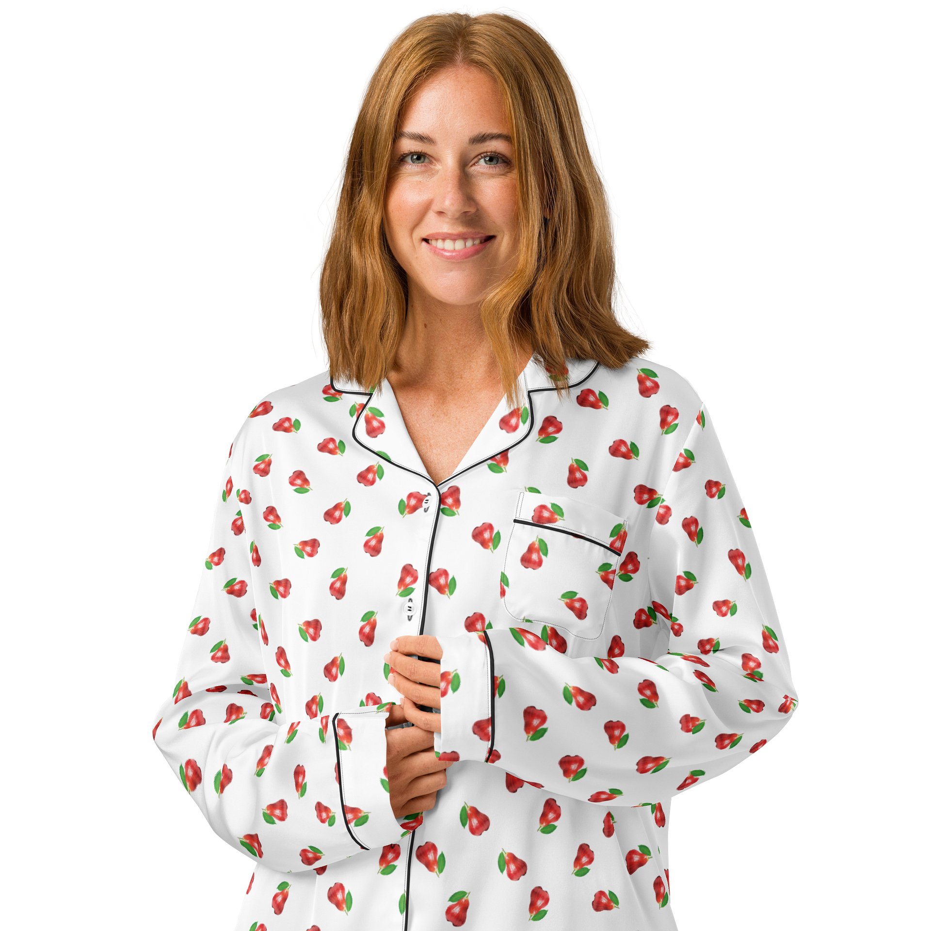 CaribbeanApples Otaheite Fruit Print | Women's Long Sleeve Pajama Top product image (3)