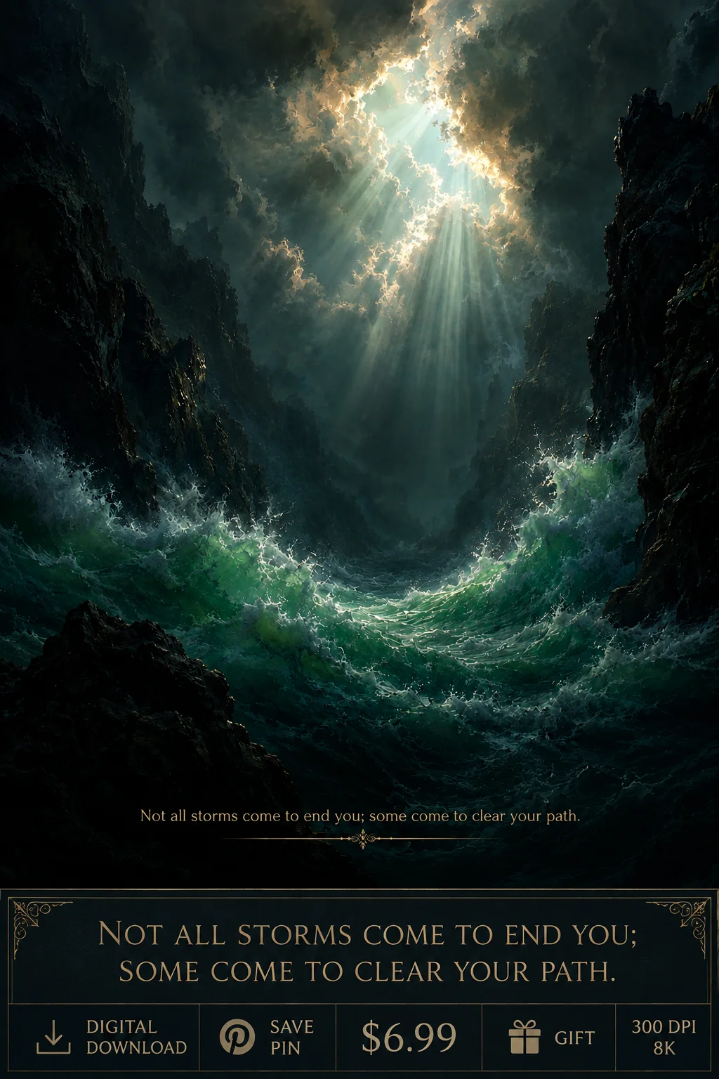 Not All Storms Come to End You Wall Art | Inspirational Ocean Digital Download | 8K 300 DPI Print product image (1)