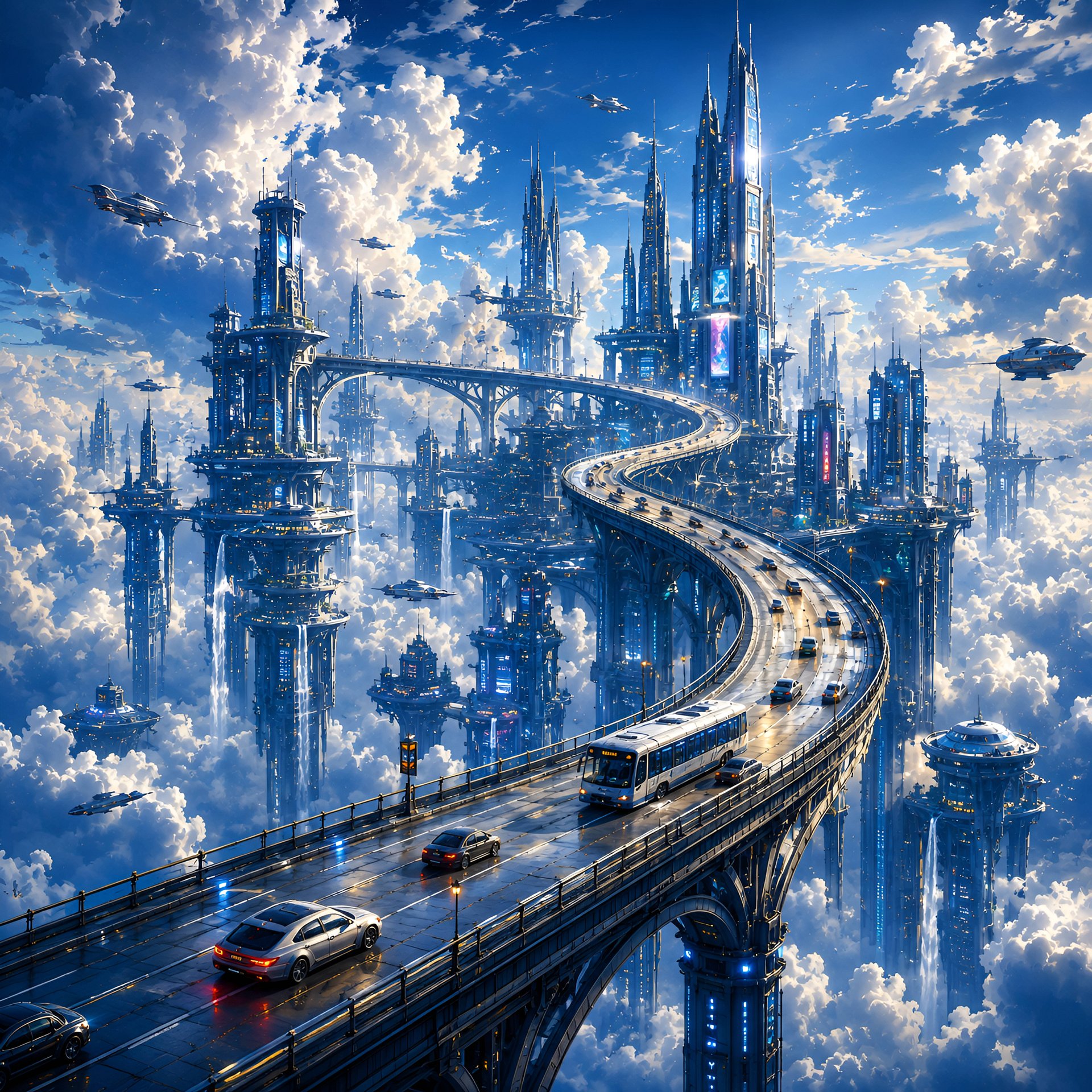 Futuristic Sky City Cyberpunk T-Shirt | Sci-Fi Urban Dreamscape product image (2)