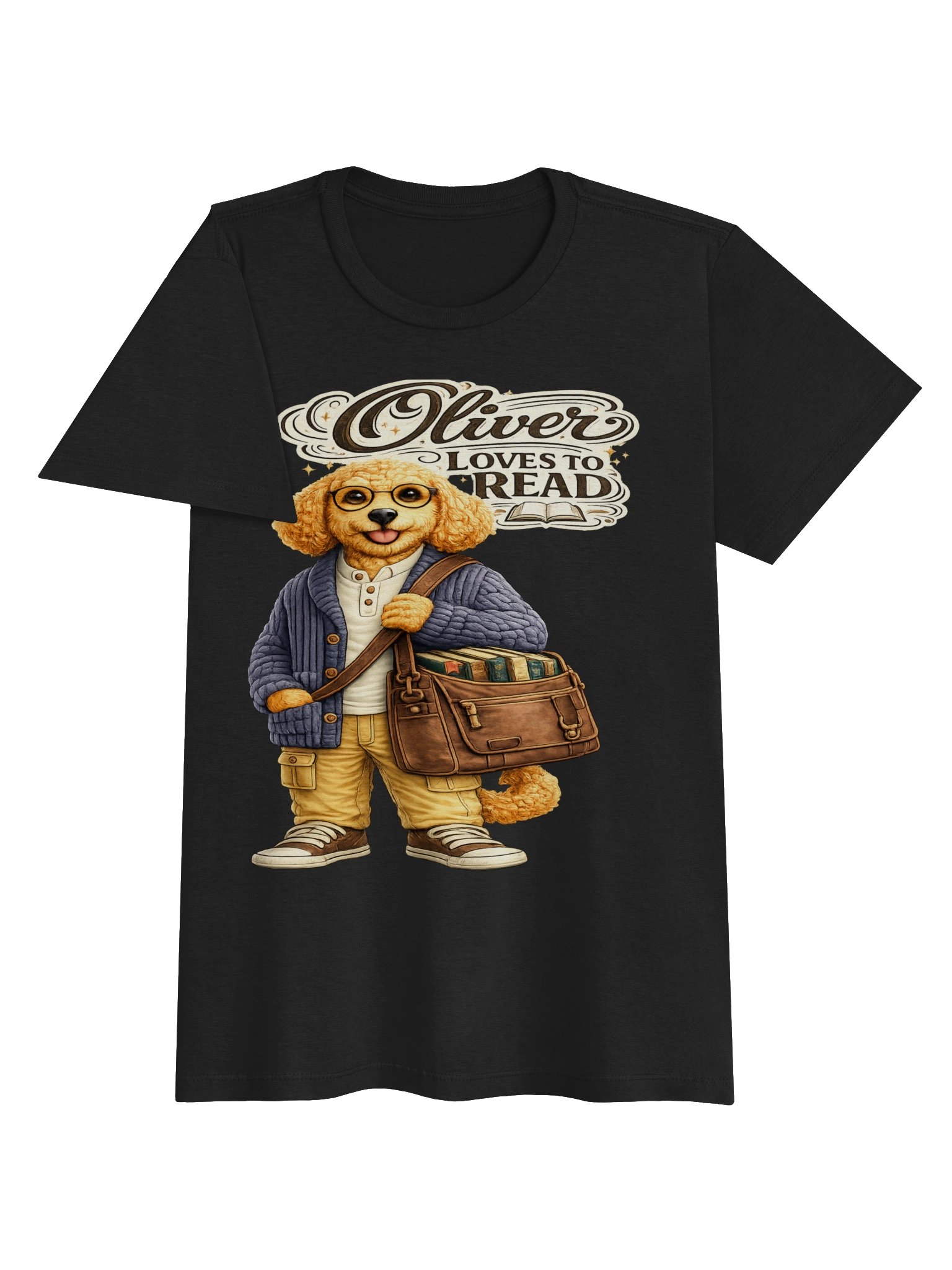 Oliver Loves to Read Dog Reader Adult Tee product image (3)
