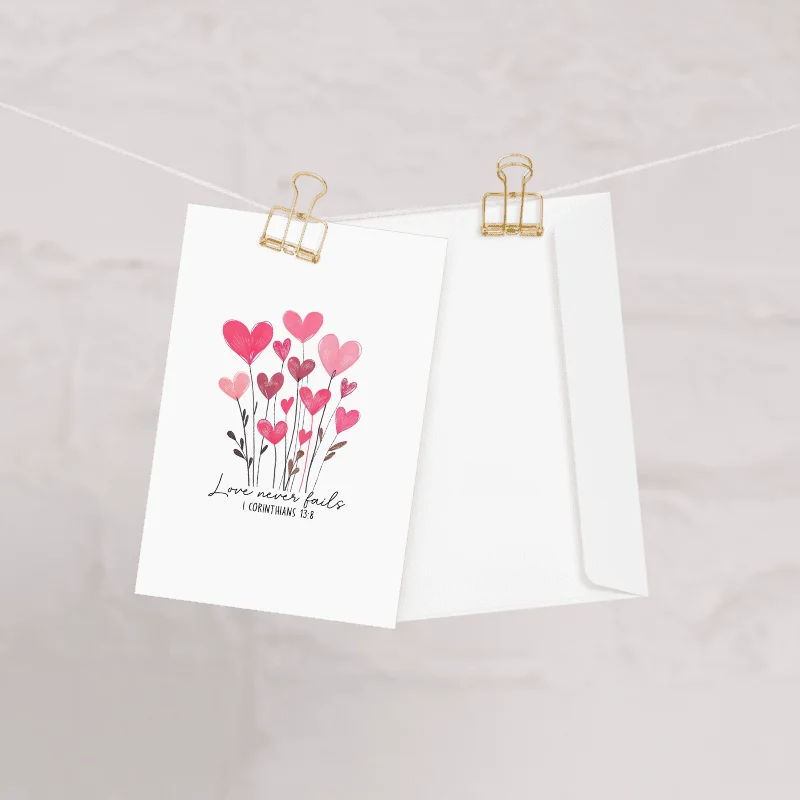 “Love Never Fails” Greeting Card — 1 Corinthians 13:8 product image (1)