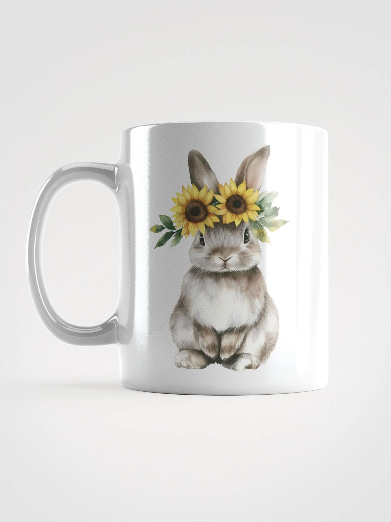 Sunflower Crowned Rabbit White Glossy Mug product image (17)