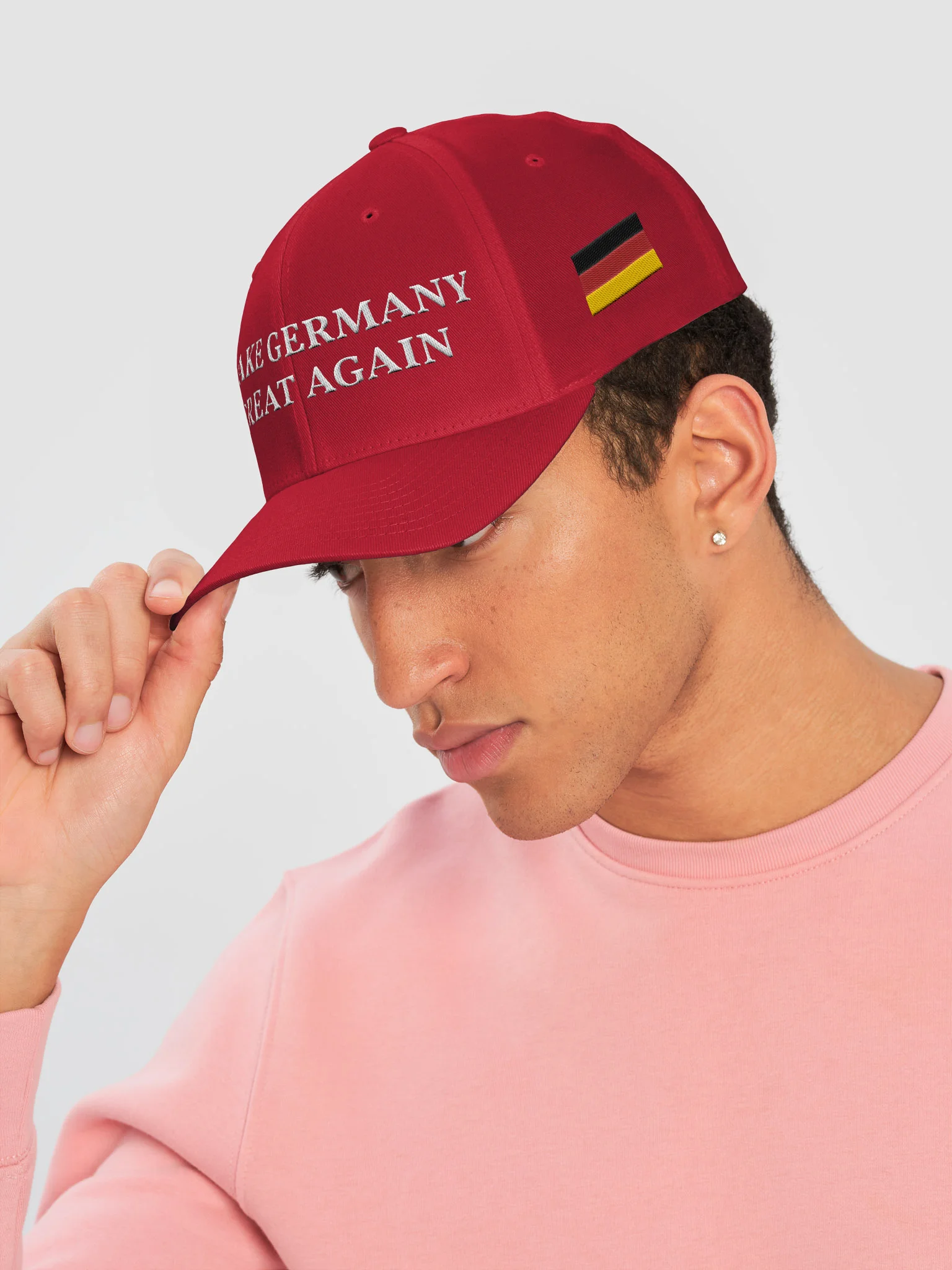 Make Germany Great Again Embroidery Hat, With German Flag On The Left, Flexfit Closed Back Hat product image (35)