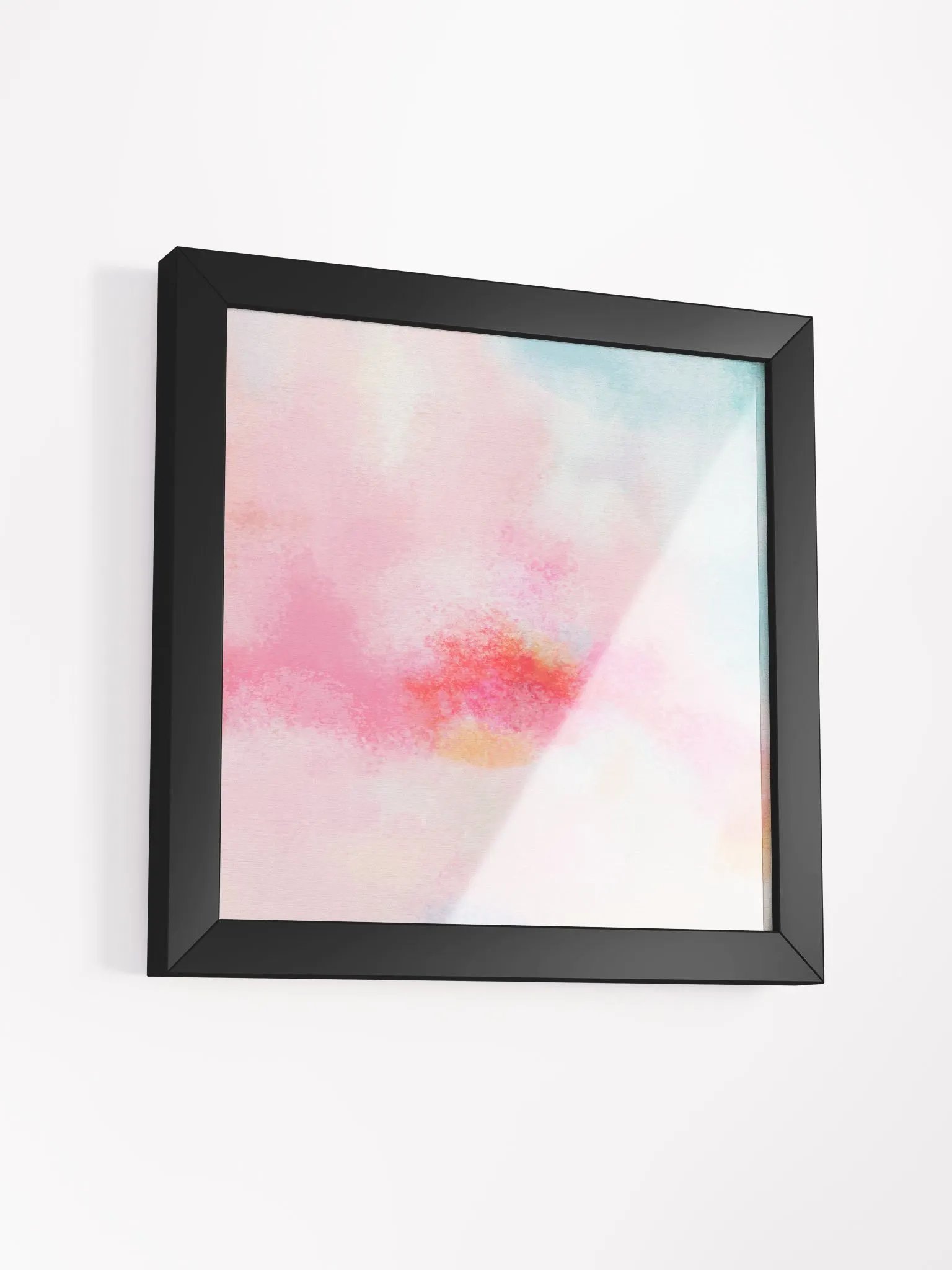 Blush pink, hot pink, peach, teal blue and white abstract painting print product image (4)