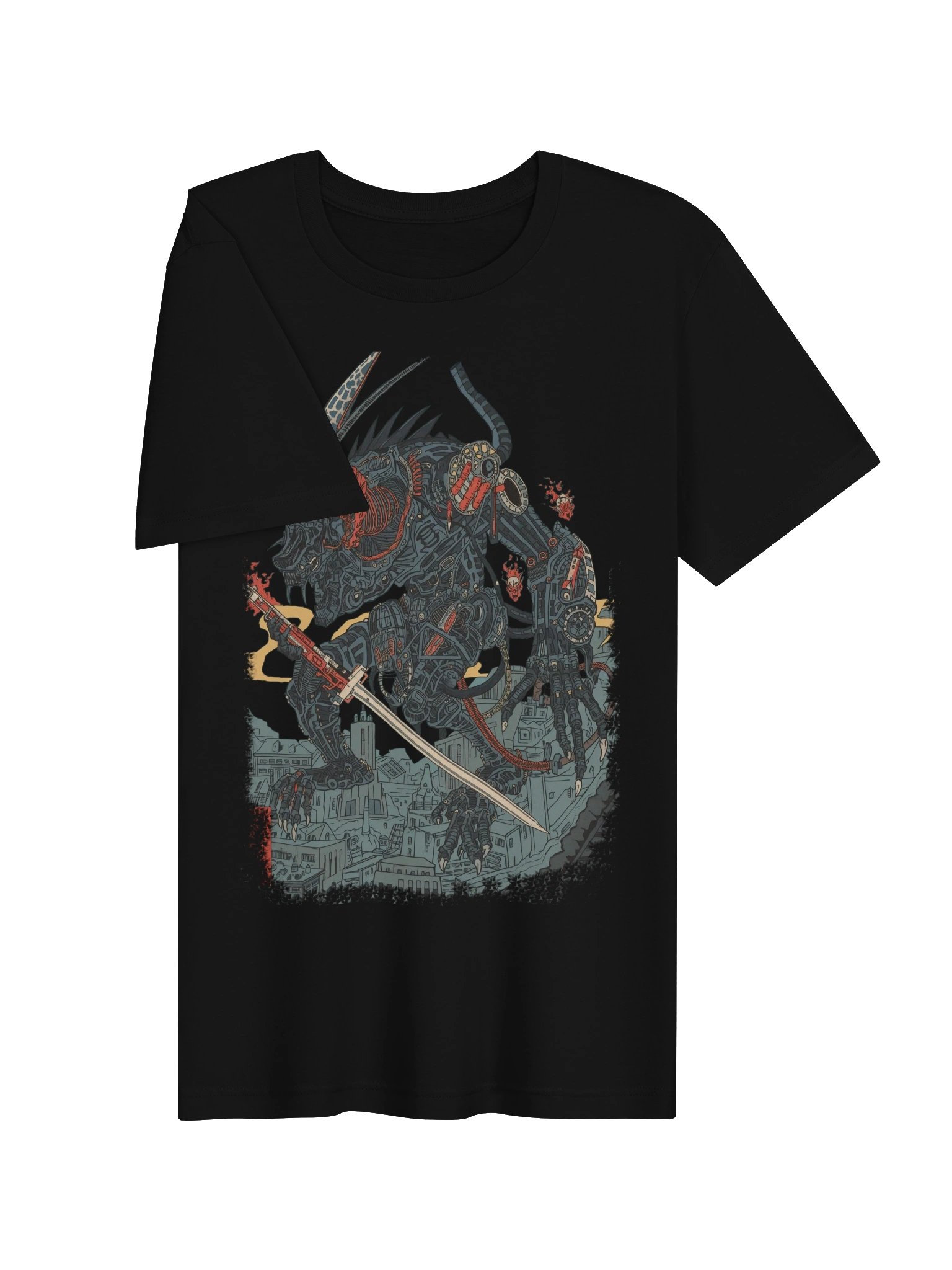 Mecha Demon Over City Lightweight T-Shirt product image (7)