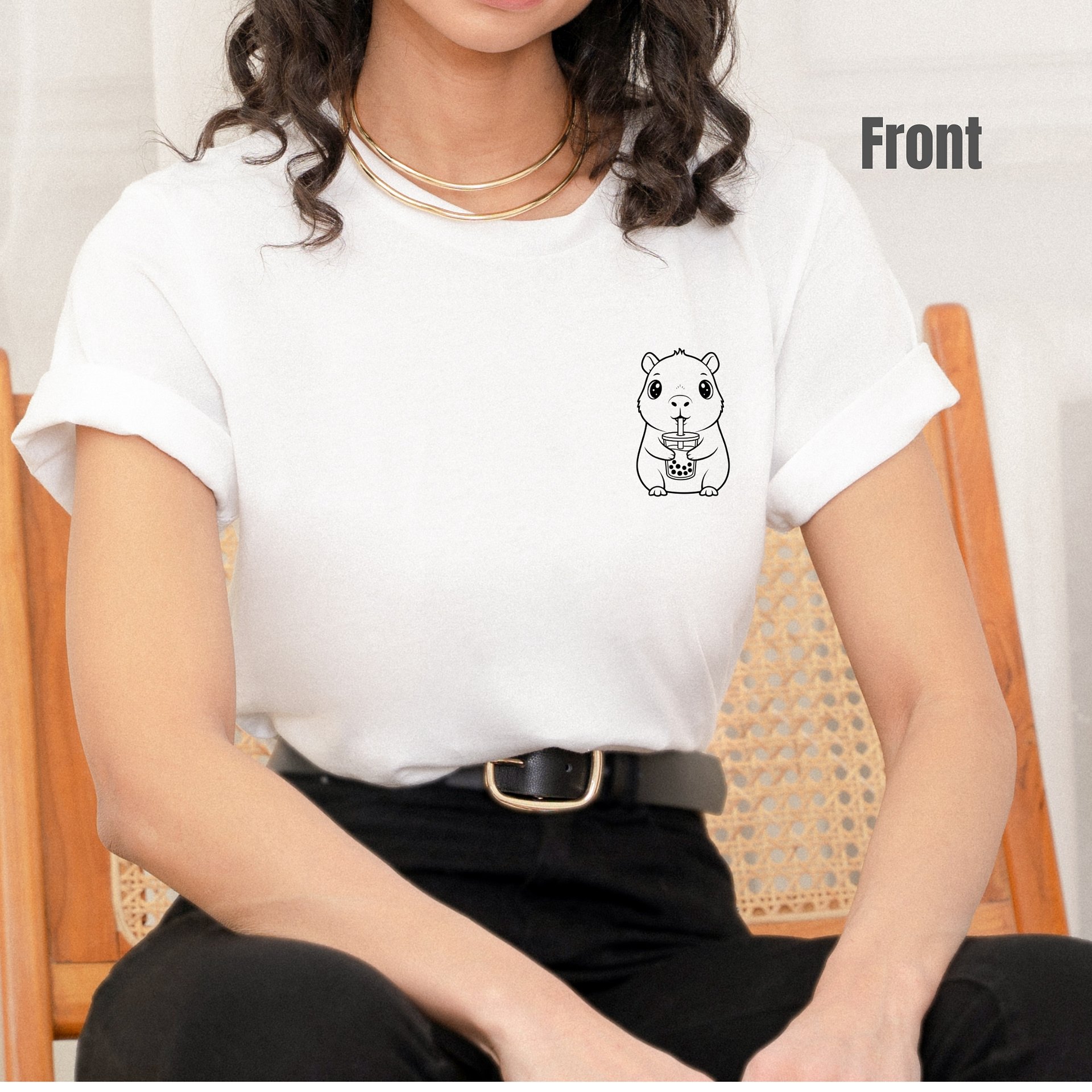 Capybara Kawaii Bubble Tea Shirt Cute Boba and Animal Lover Graphic Tee Unisex Short Sleeve T-shirt product image (1)