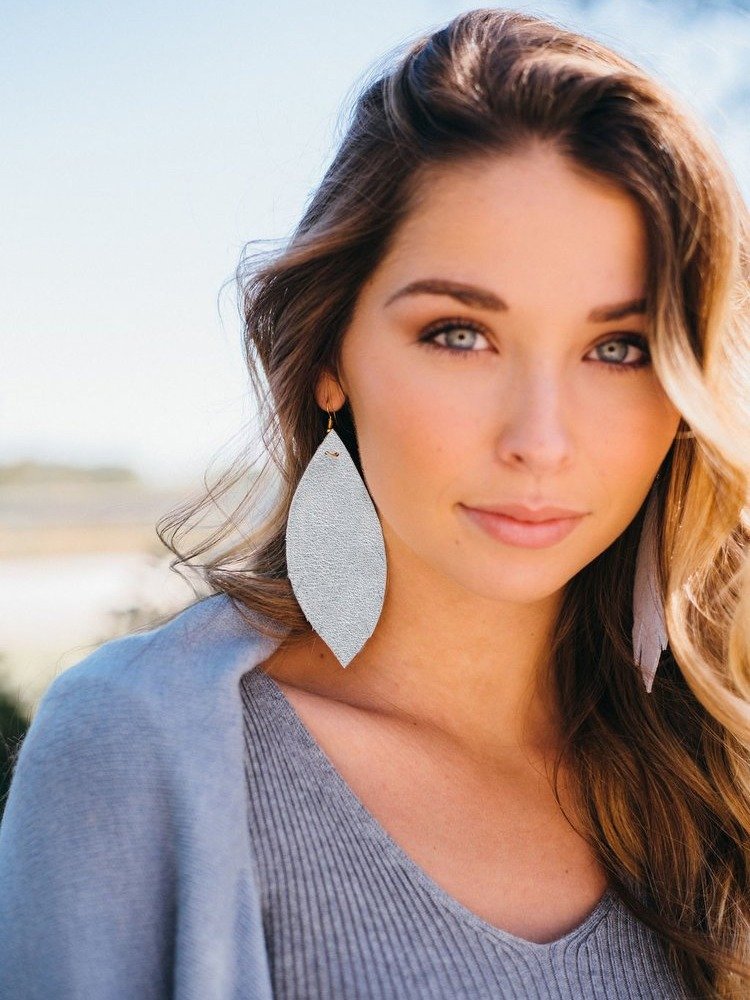 Silver Shimmer Leather Earrings product image (1)