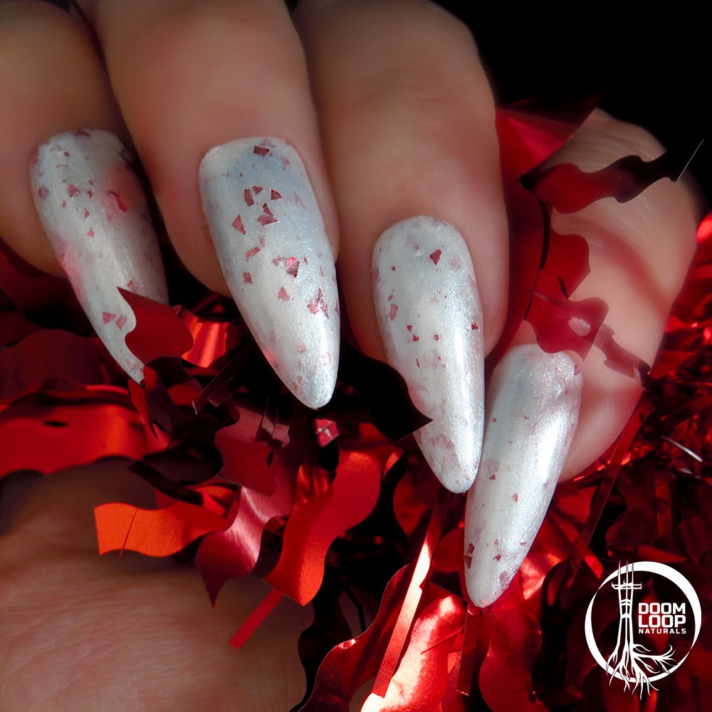 SANTA WORSHIP - White and Red Glitter Nail Polish product image (4)