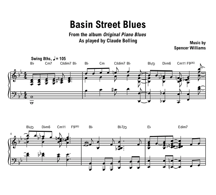 Claude Bolling - Basin Street Blues - Sheet music (PDF) product image (1)