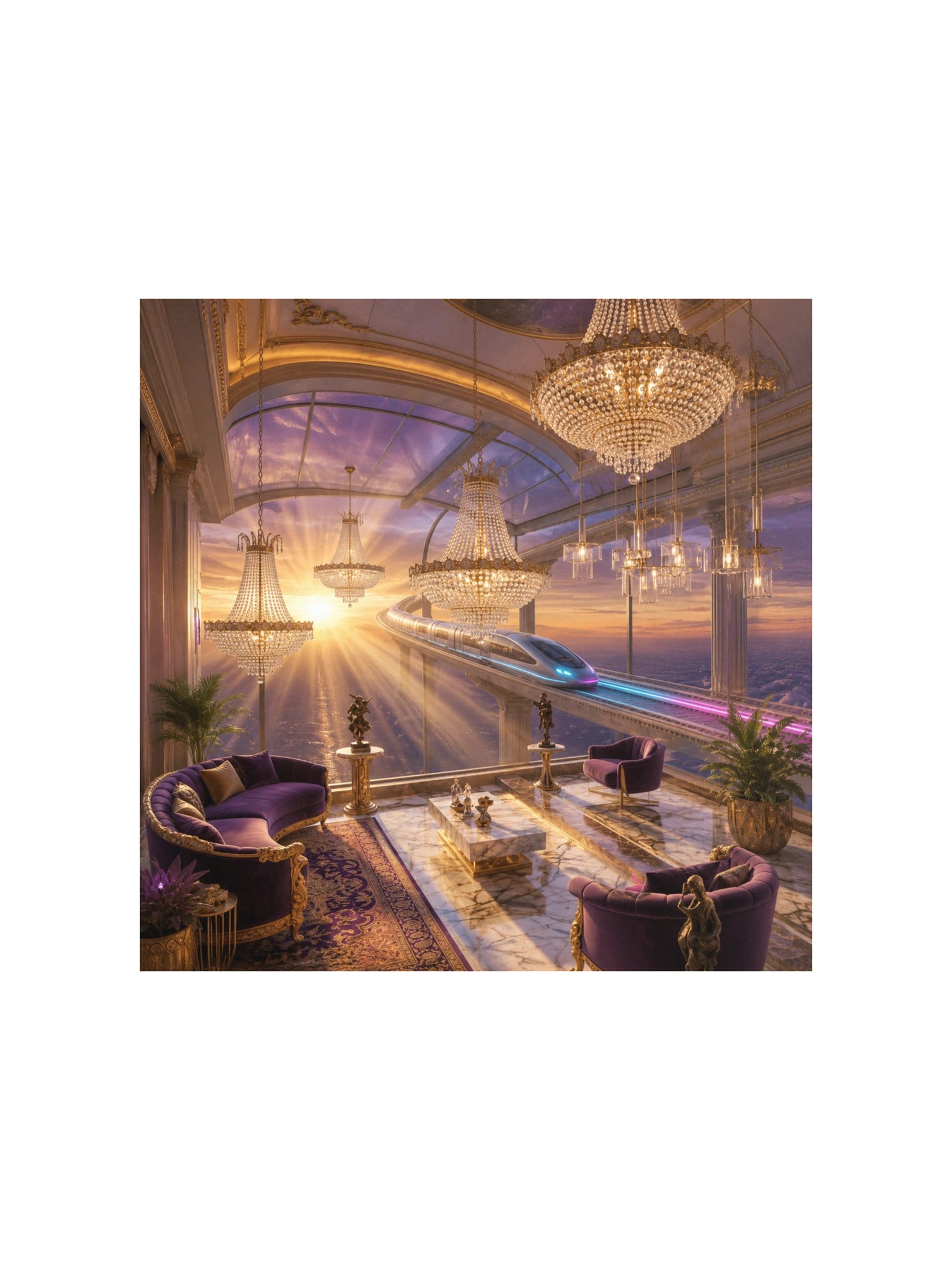 Baroque Future | Luxury Penthouse with Bullet Train at Sunset product image (1)