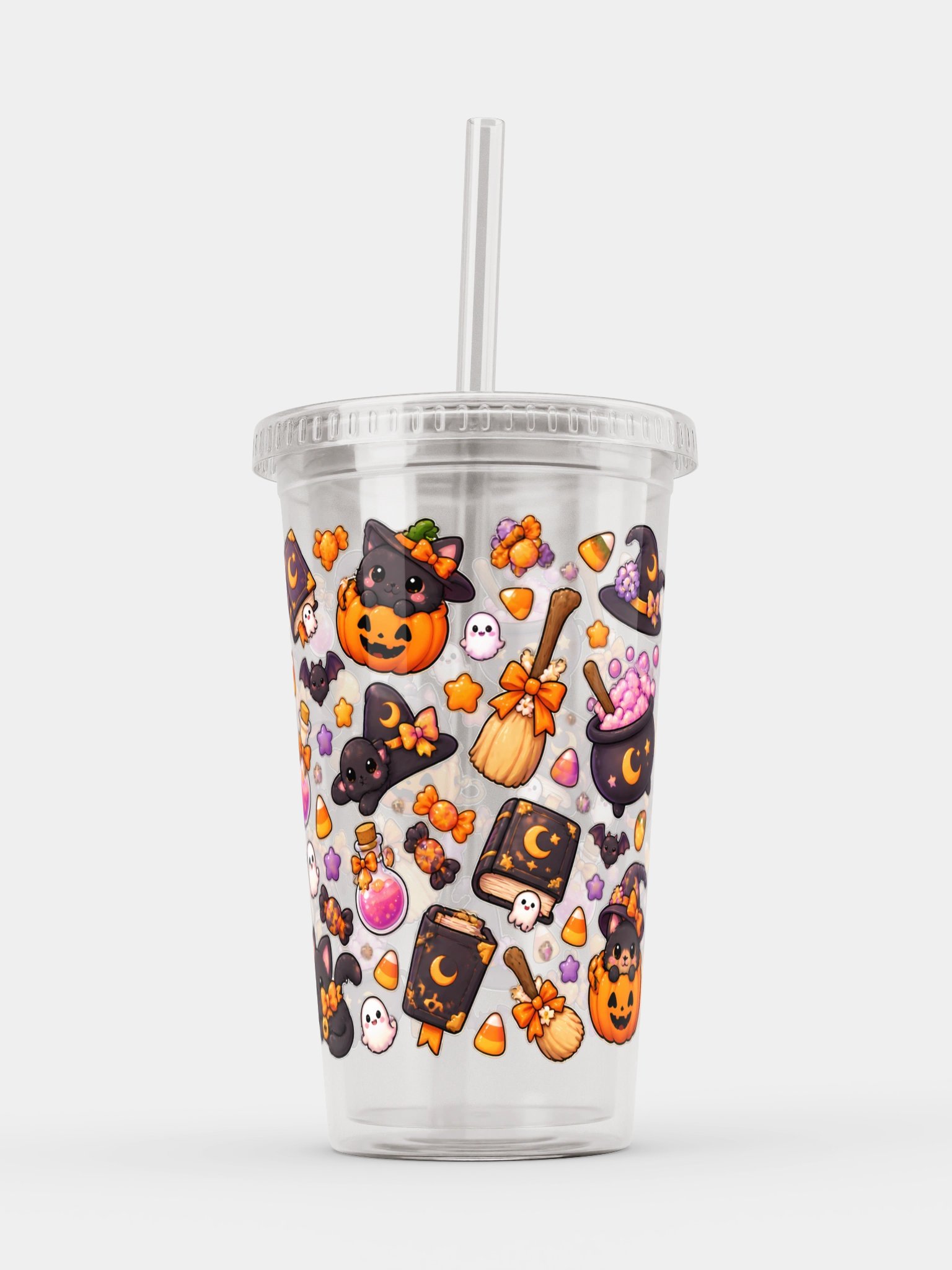 Cute Witch Vibes Clear Dual Wall Tumbler 16 Oz (473 ml) product image (6)