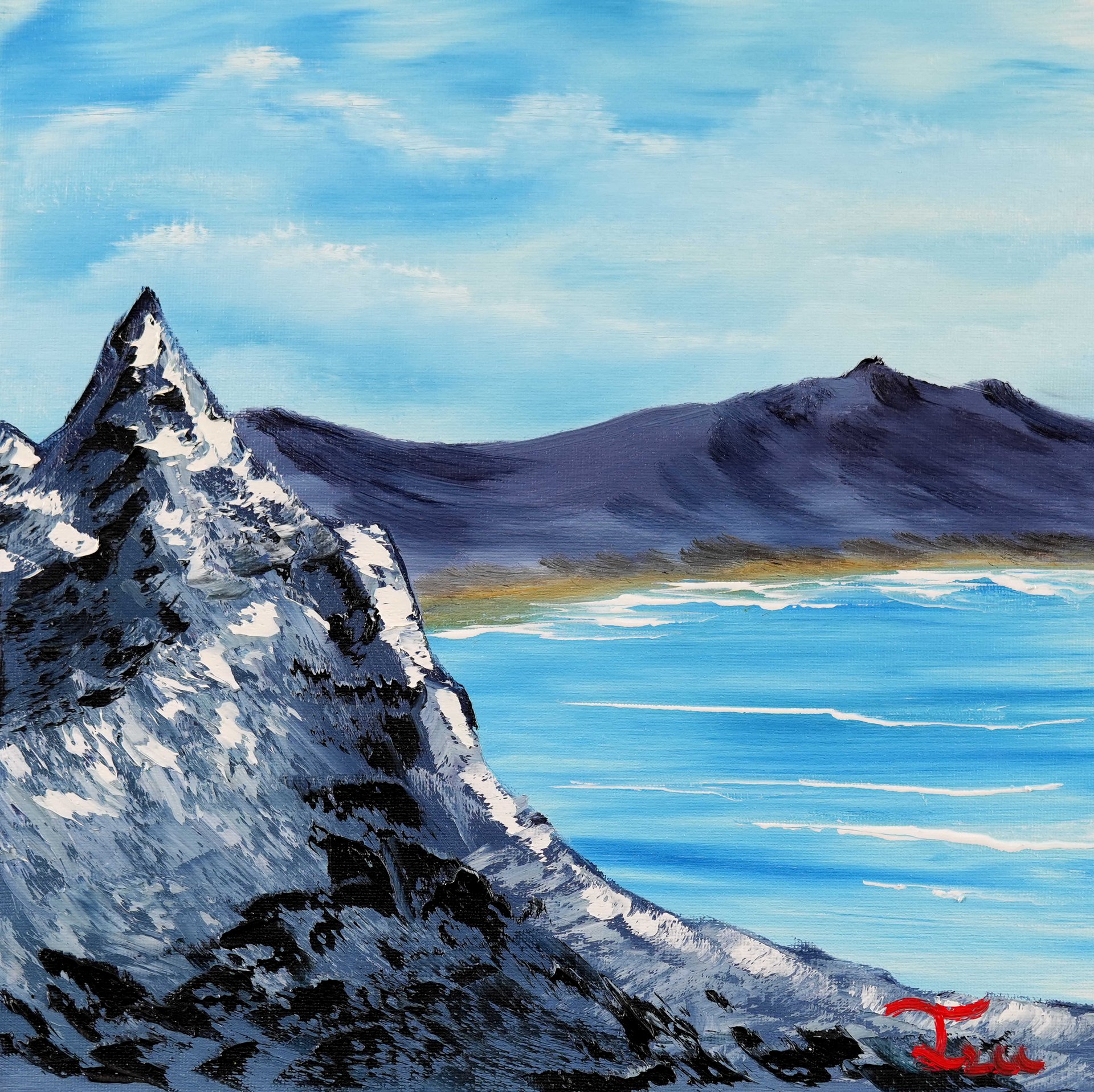The Mountains Lake (Original) 12x12 Canvas product image (1)