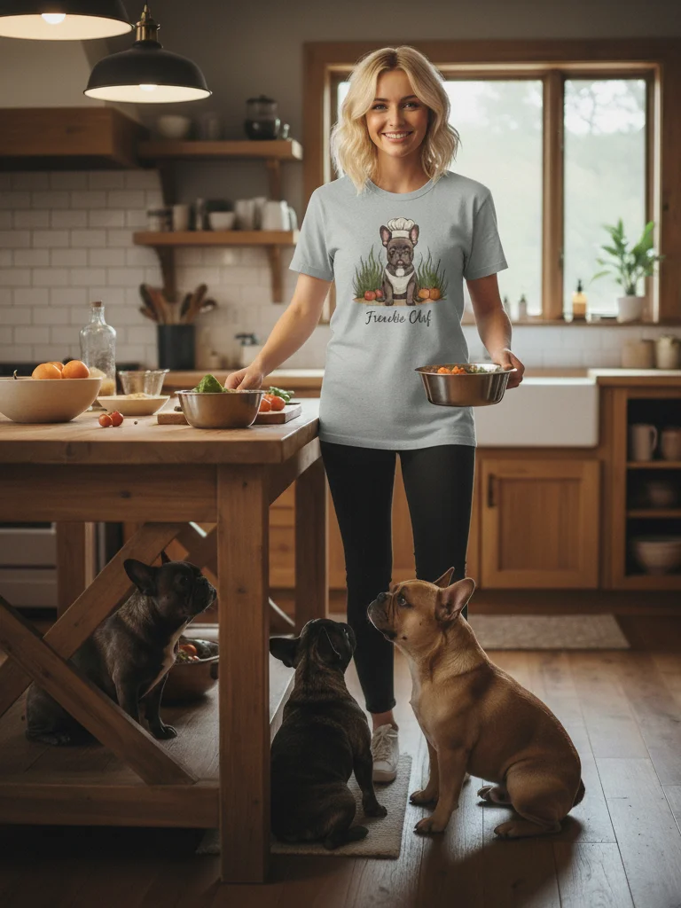 Cute French Bulldog Chef T-Shirt - Funny Frenchie Chef Hat Cooking Dog Lover Gift Shirt for Men Women Kids - Premium Cotton Bella Canvas 3001 Unisex Tee product image (1)