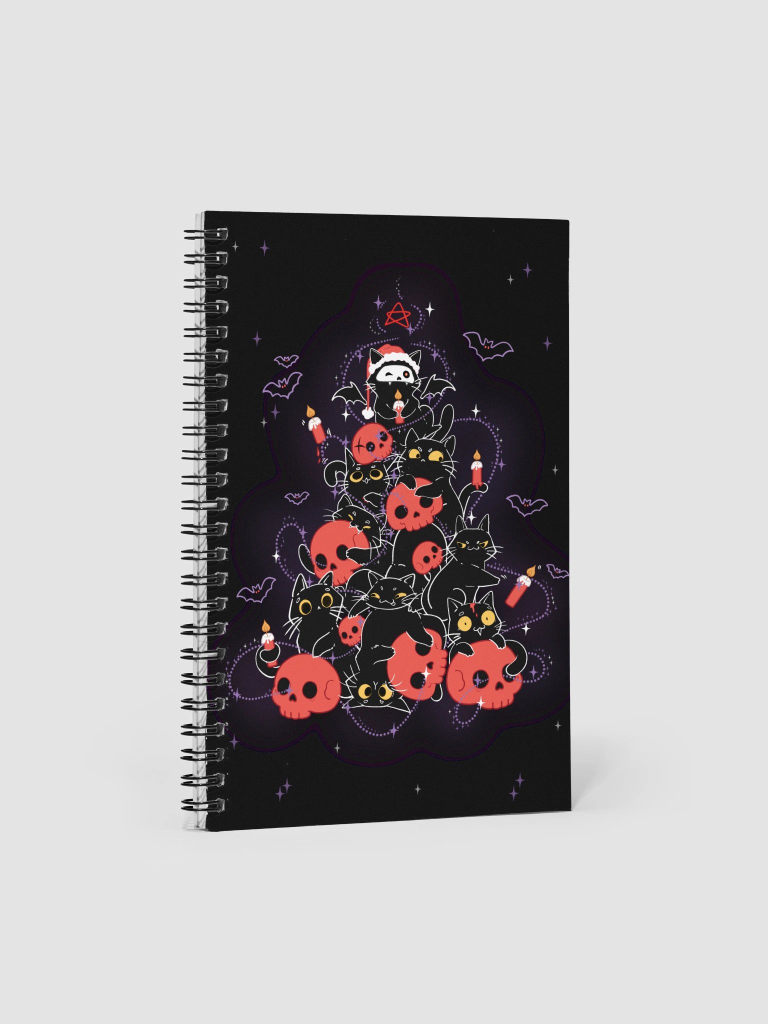 Gothic Christmas cat tree - spiral notebook product image (1)