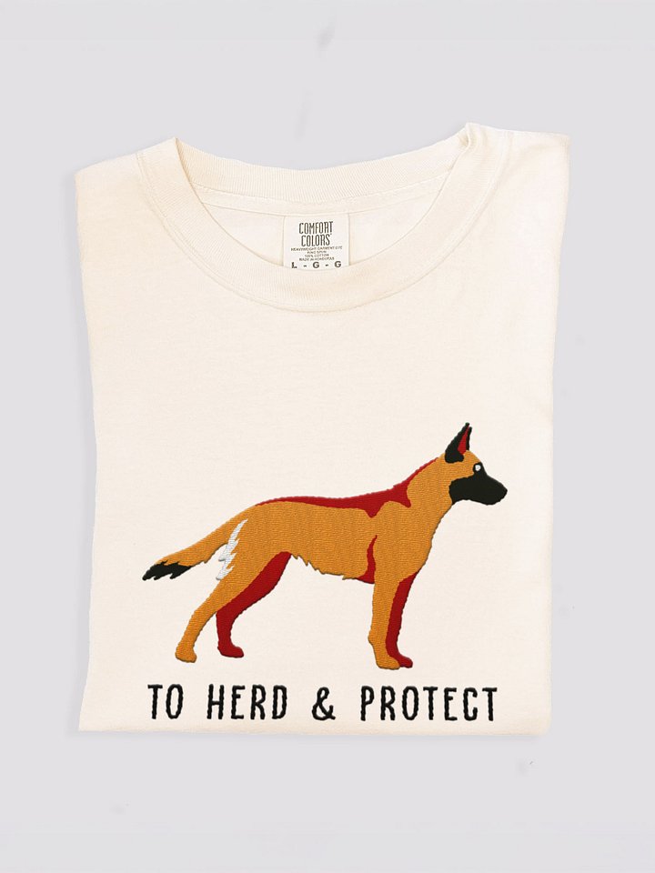 To Herd and Protect T-Shirt(Embroidered) of a Belgian Malinois(Tan) product image (1)
