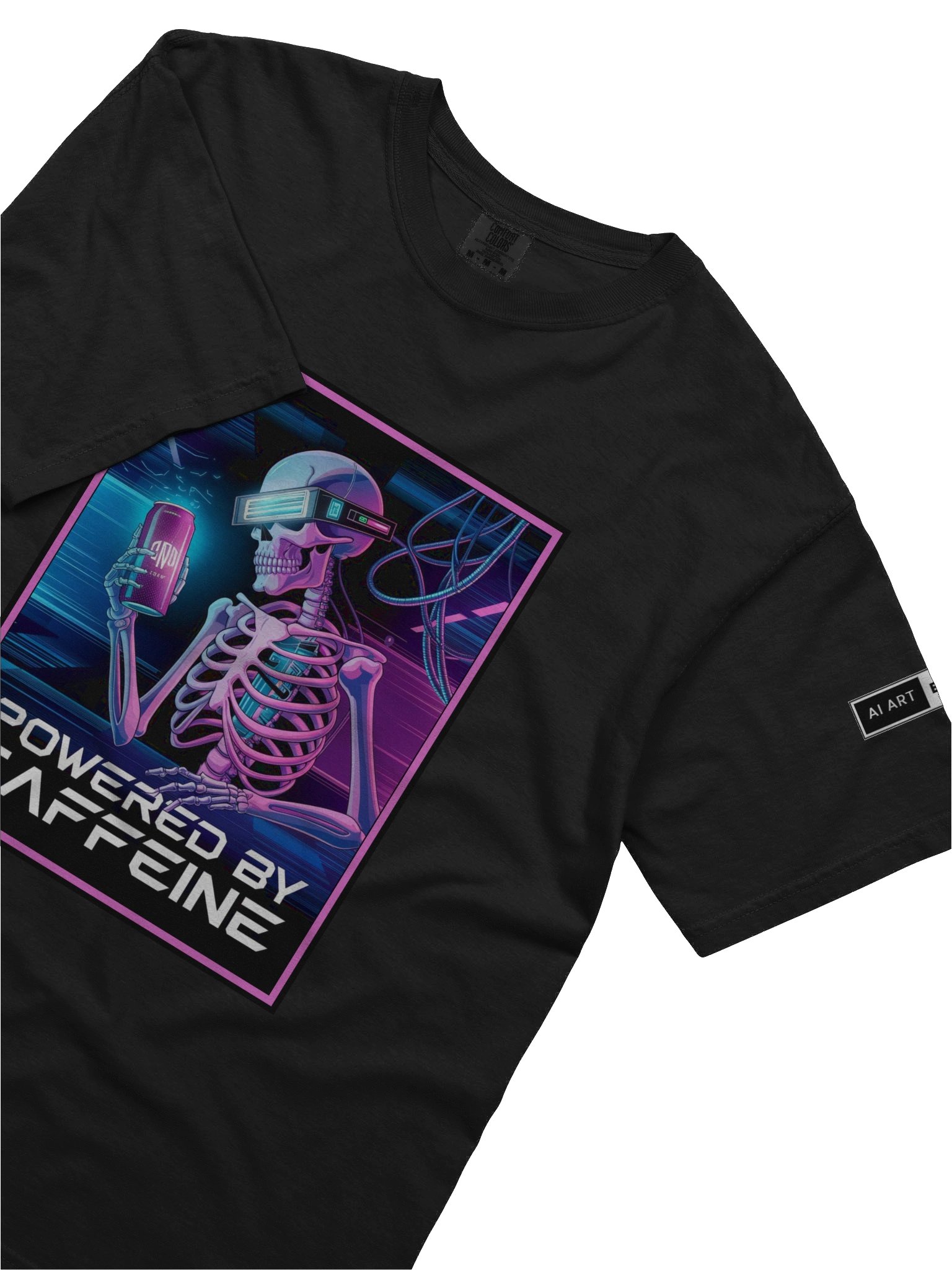 "POWERED BY CAFFEINE" 100% cotton T-shirt product image (3)