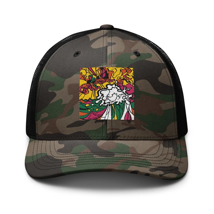 Vibrant Swirl Camo Trucker Hat - Wave at Sunset product image (1)