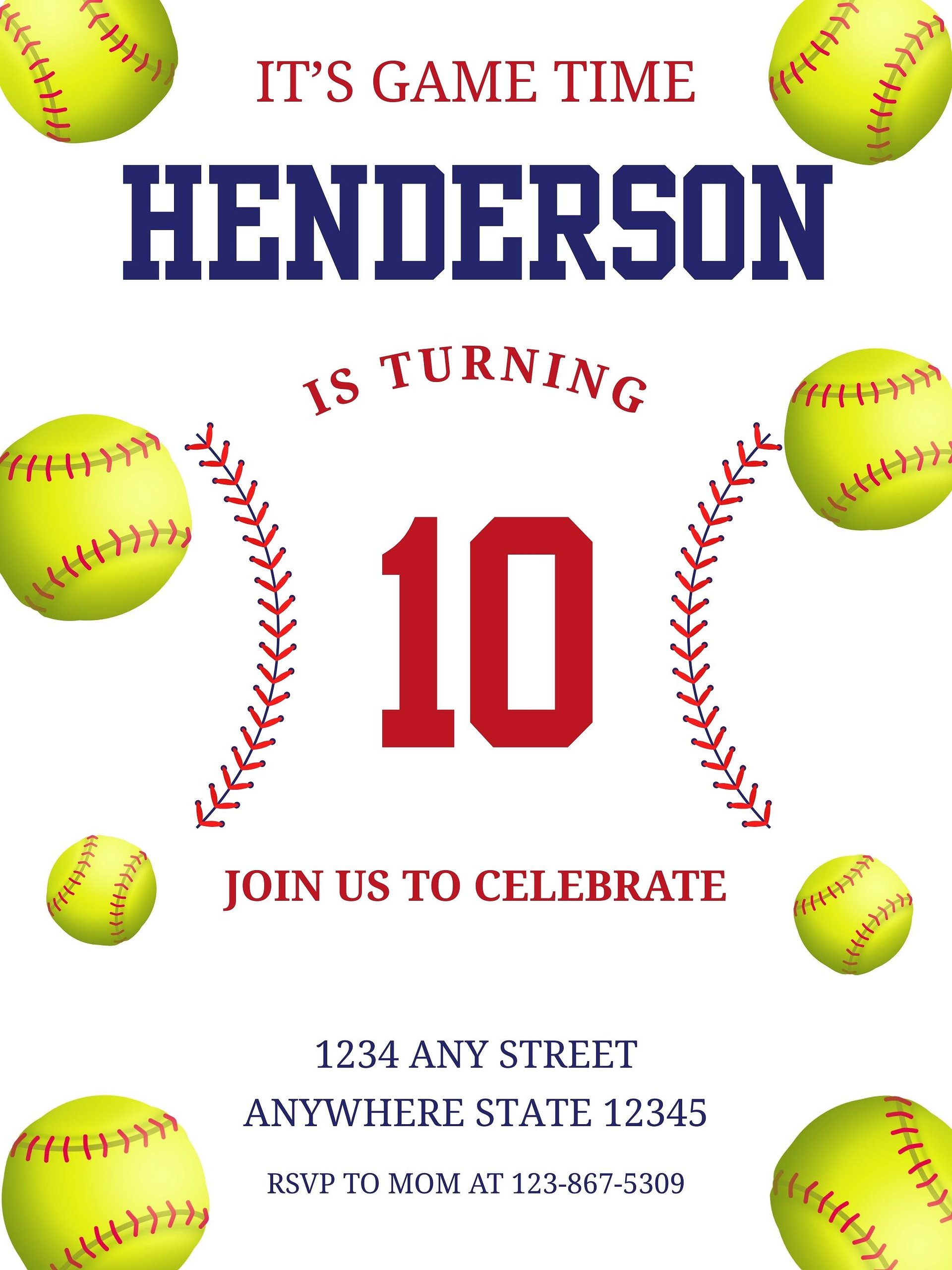 Grand Slam Style: Customizable Softball Birthday Invitation product image (1)