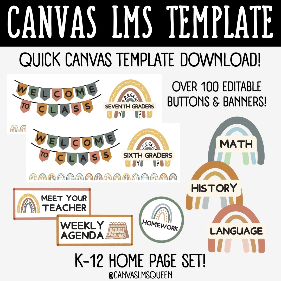 Canvas LMS Template - COURSE BUNDLE - Boho Rainbow - 100% Customizable product image (4)