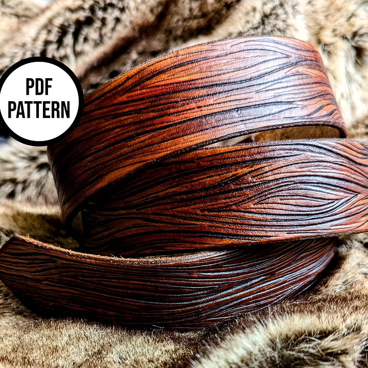 Woodgrain Leather Ring Belt - PDF Pattern for Leatherwork product image (2)