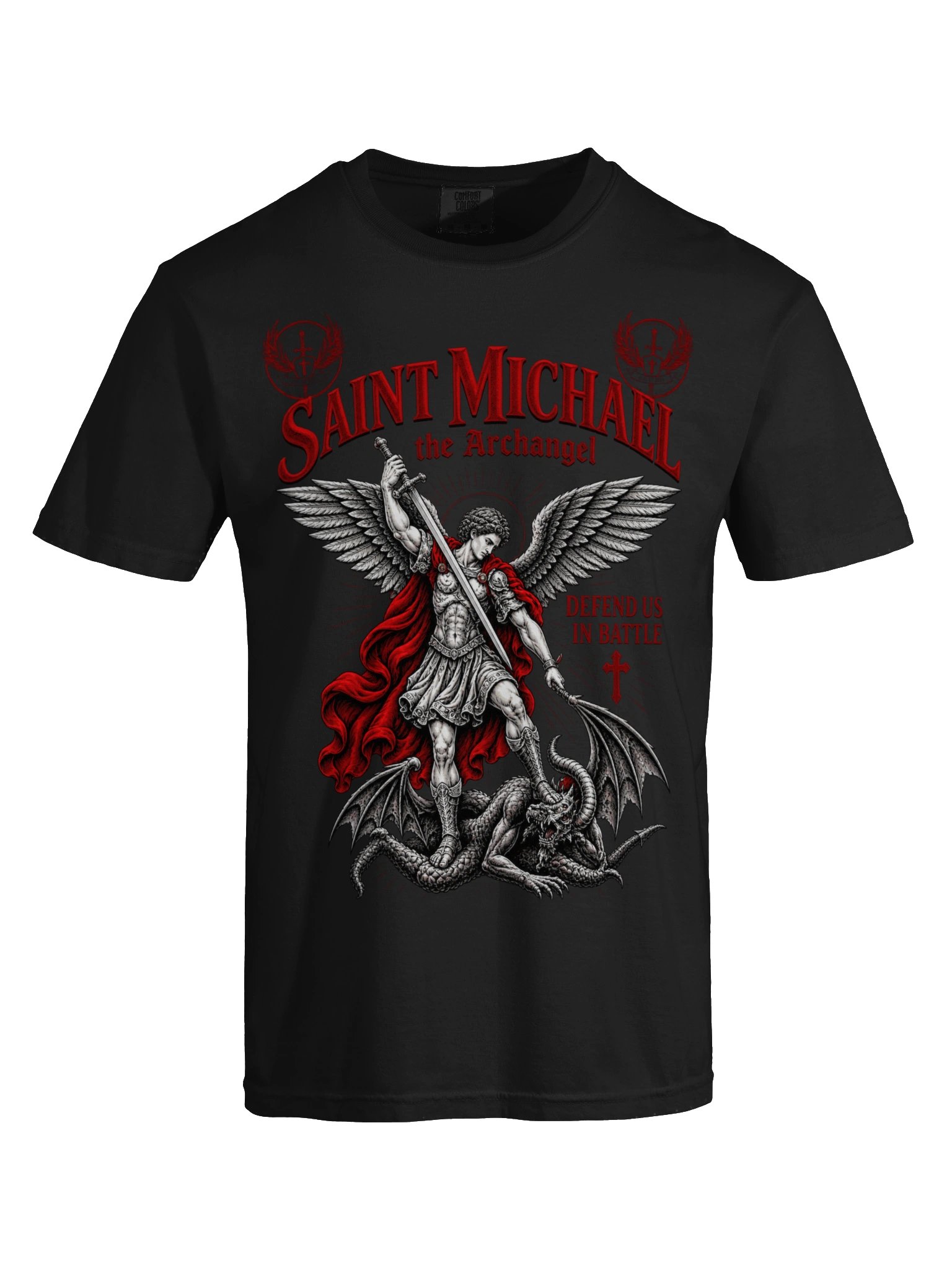 Saint Michael the Archangel T-Shirt | Defend Us in Battle Christian Catholic Faith Shirt | Archangel Michael Religious Gift | Kingdom Life Co. product image (10)