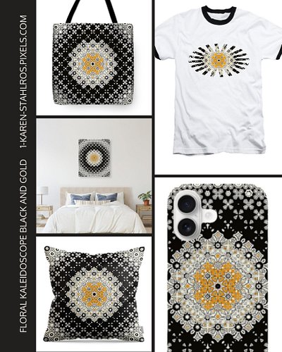 Floral Kaleidoscope Black and Gold
Available as Wall Art, Home Decor, Lifestyle, Stationery, Phone Cases, Apparel & MORE!
Lin...