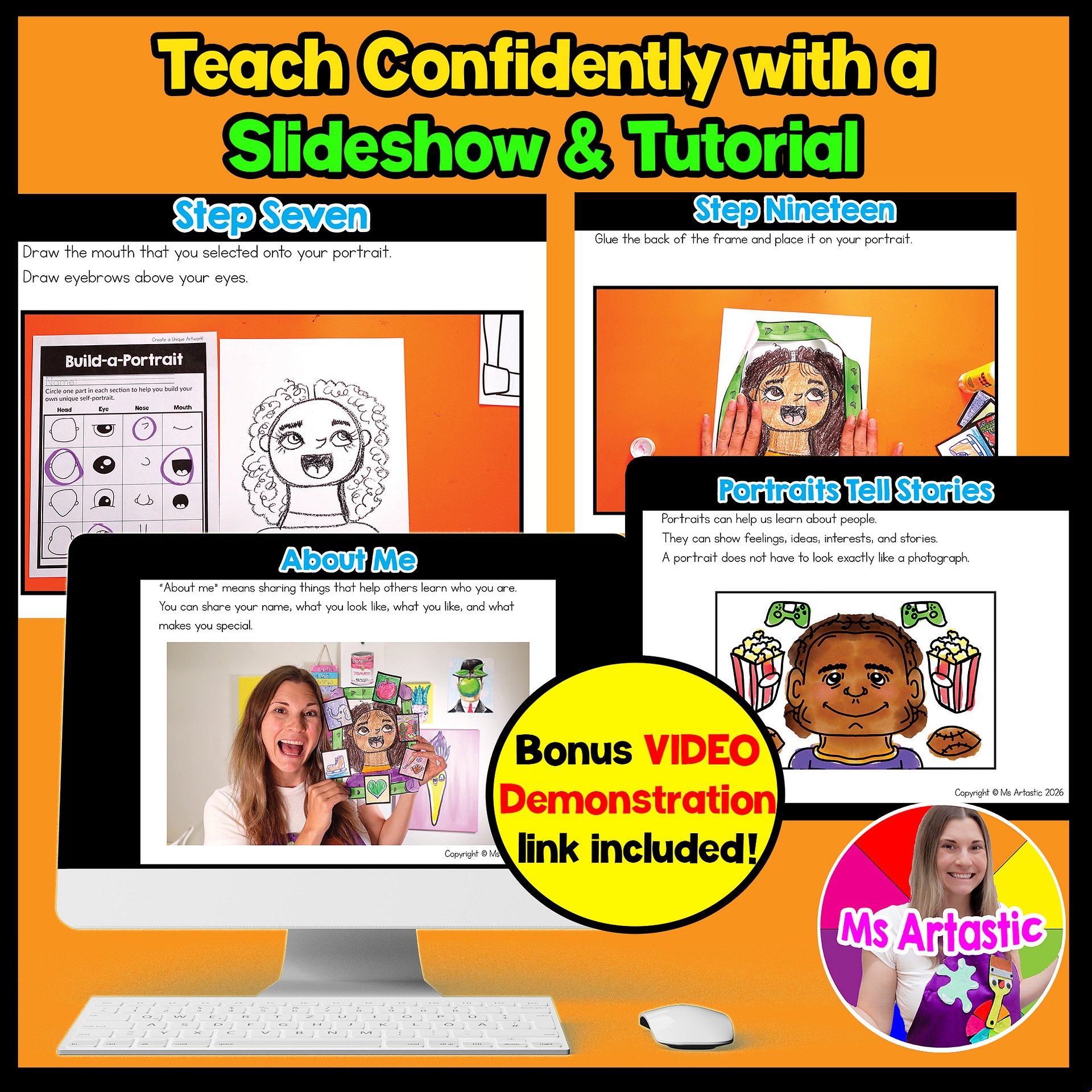 1st Grade Back to School About Me Art Lesson Portrait Favorite Thing Art Project product image (2)