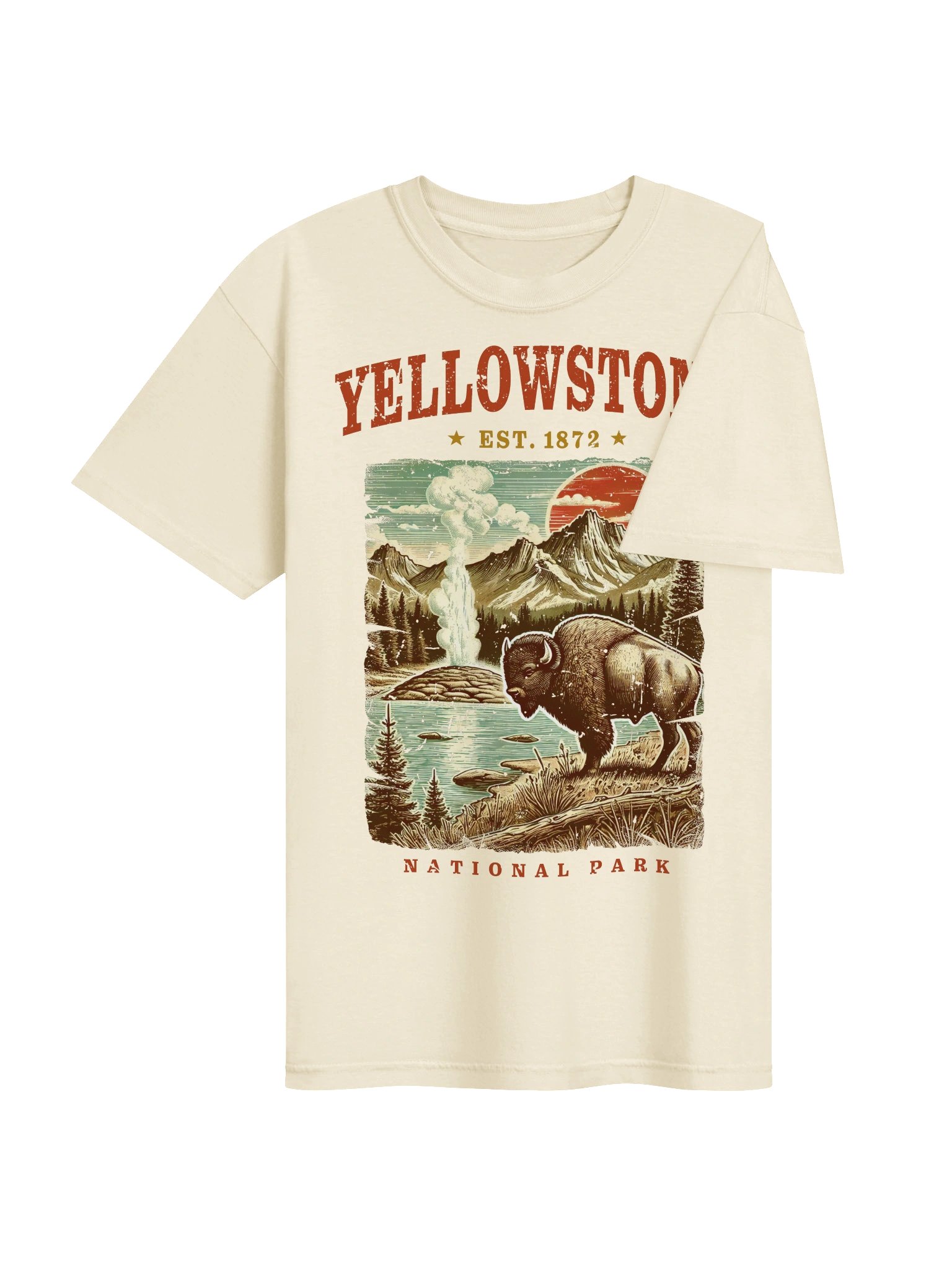 Yellowstone National Park T-Shirt Vintage Wyoming Retro Bison Graphic Tee product image (6)