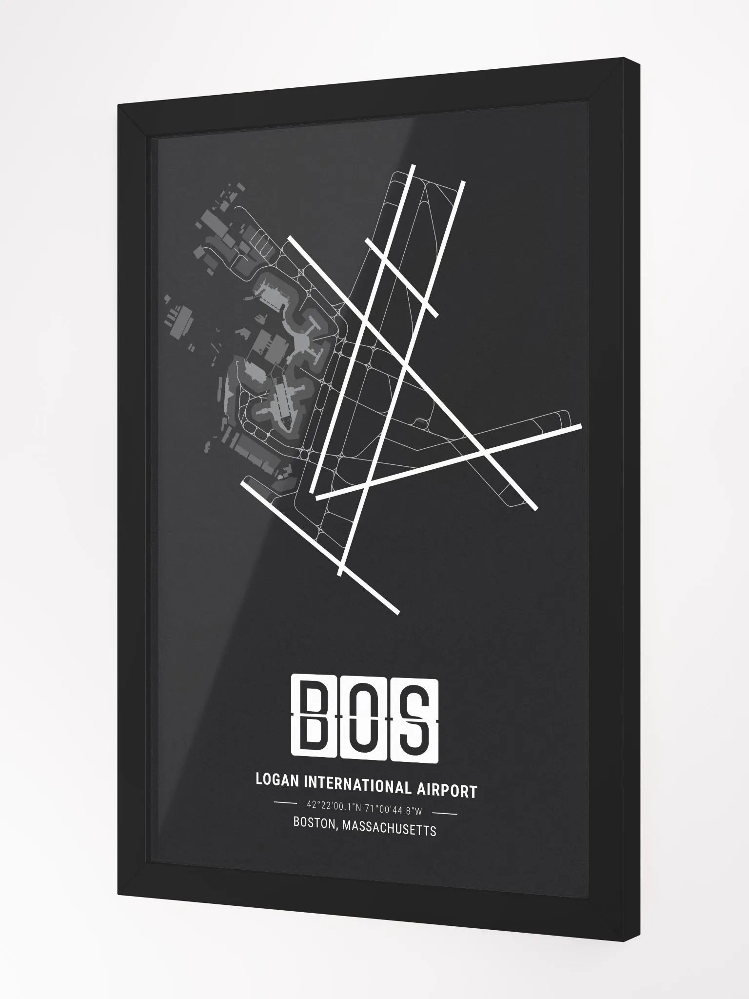 Framed Airport BOS Premium Map On Matt Paper product image (2)