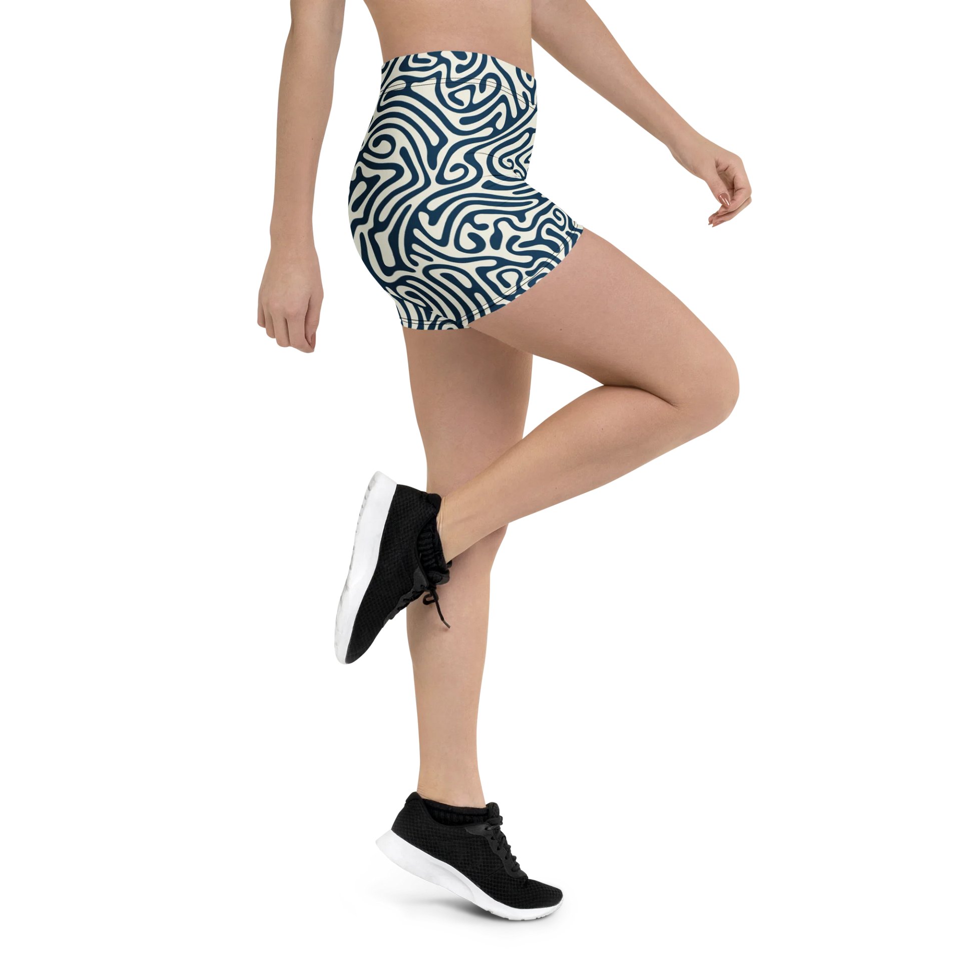 Abstract Wavy Lines: All-Over Print Shorts for Unique Style product image (3)