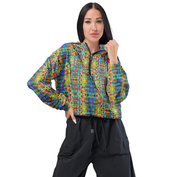 Multi Star All-Over Print Women's Cropped Windbreaker product image (1)