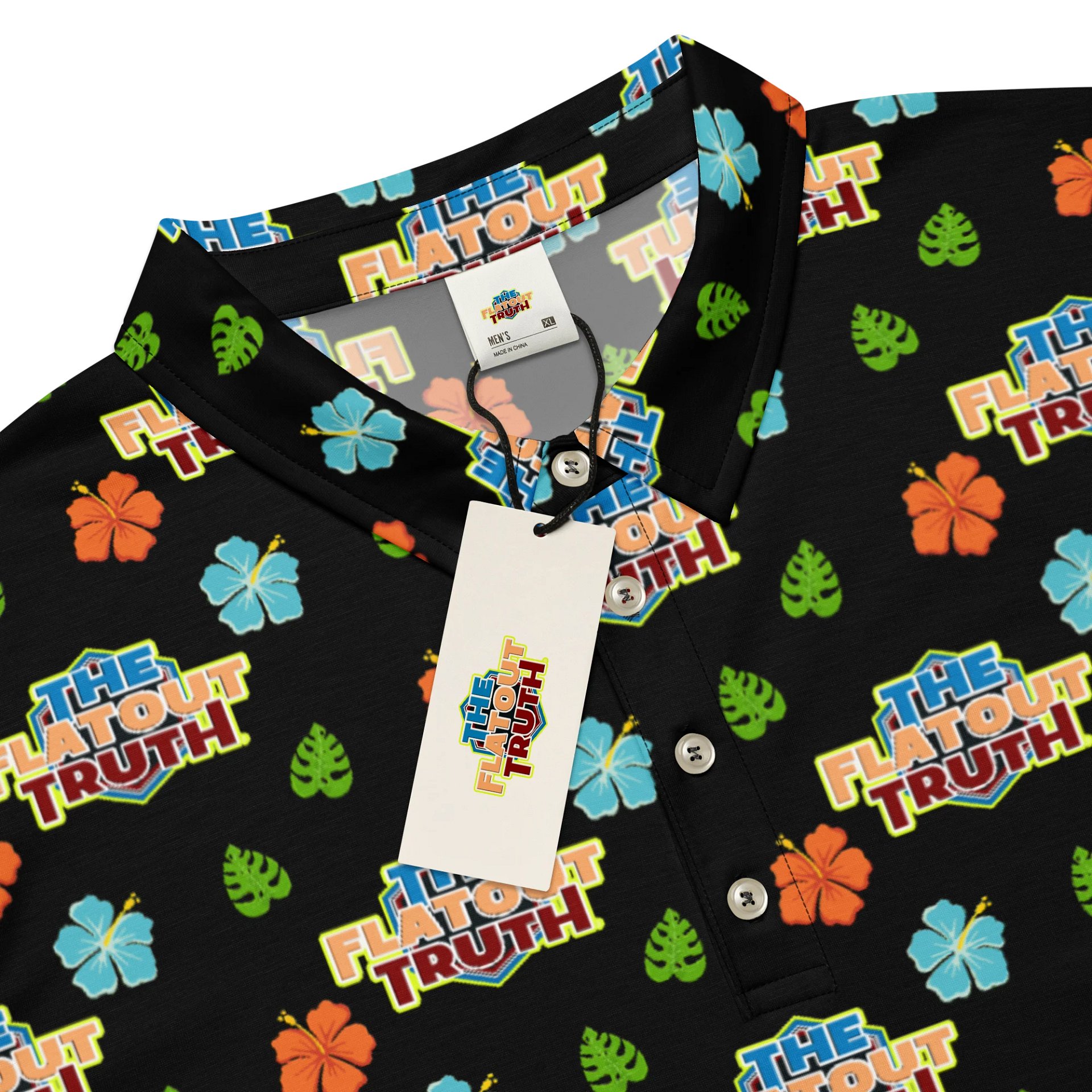TFOT SlimFit Sandy Hex Black Hawaiian Polo Shirt product image (7)