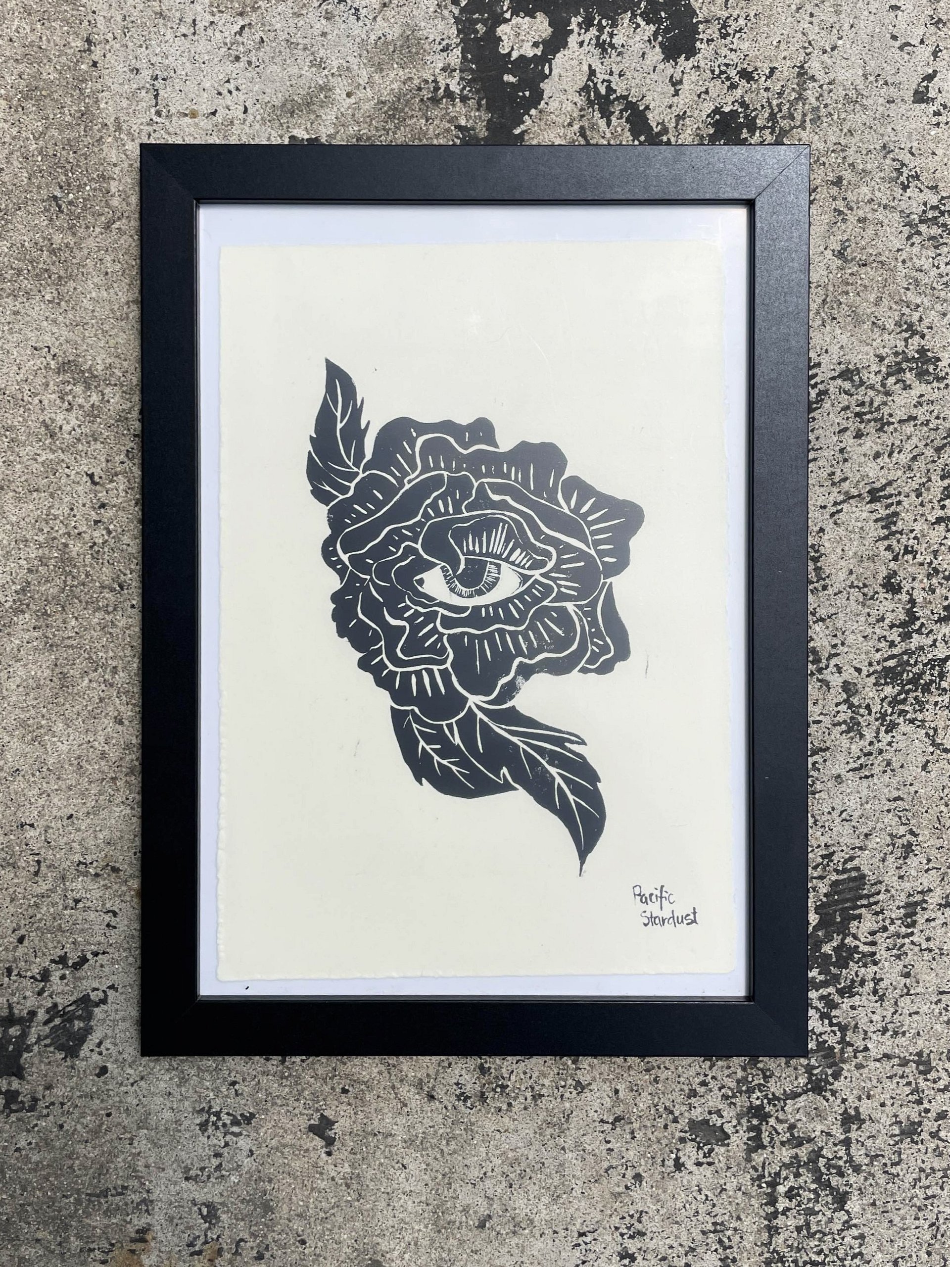 Peony linocut print product image (1)