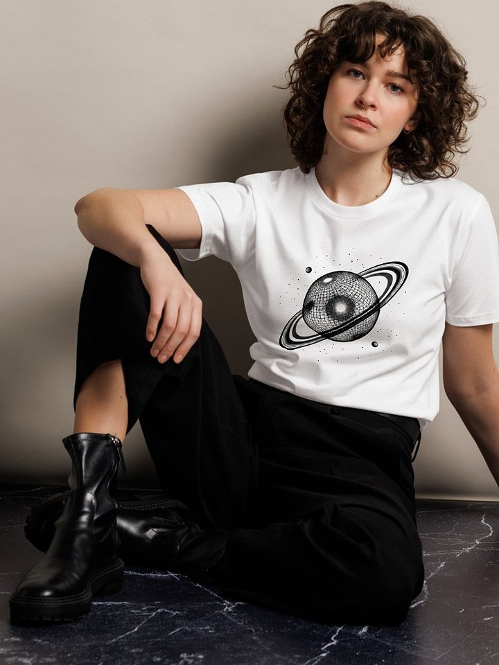 The Orbital Mesh™ Tee – Minimalist Wireframe Planet Shirt AS Colour 5001T Premium Unisex product image (1)
