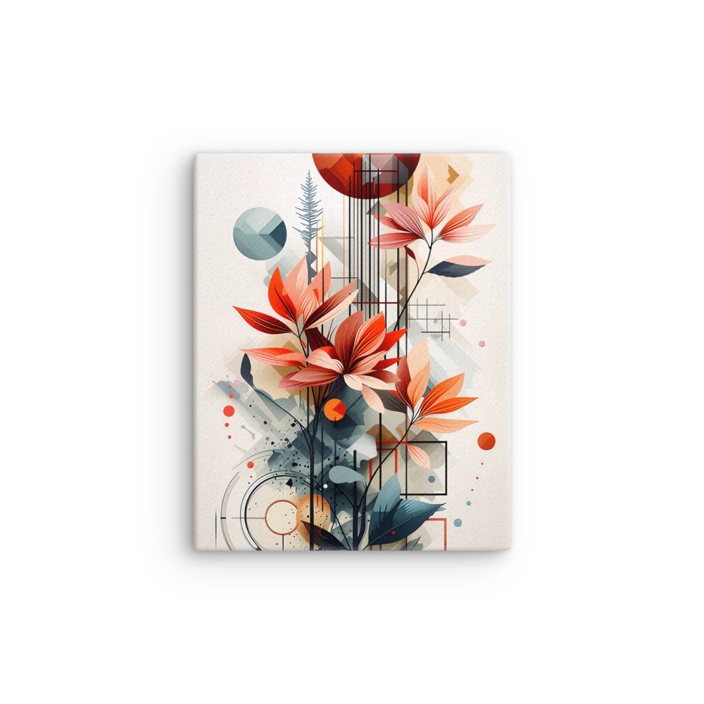Modern Abstract Botanical Geometry with Sunset Tones Canvas product image (3)