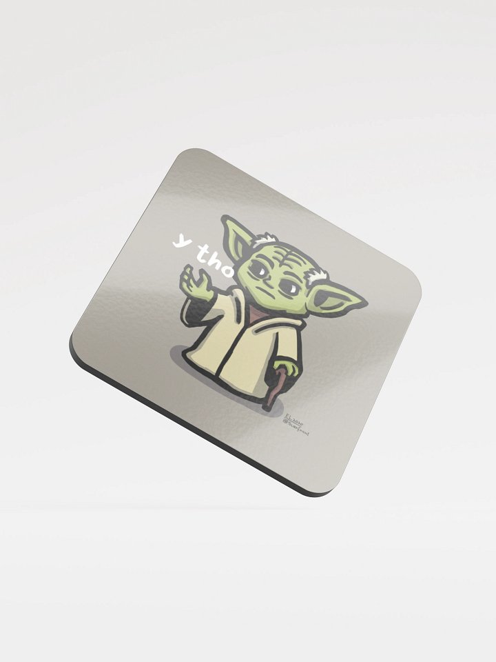 "Y tho" Yoda - Glossed Cork Coaster product image (1)
