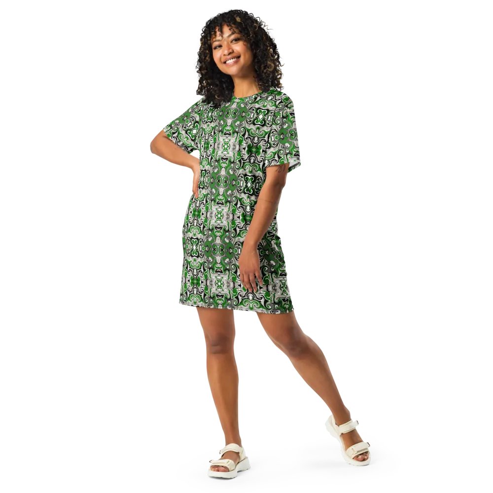Green Baroque T-Shirt Dress product image (10)