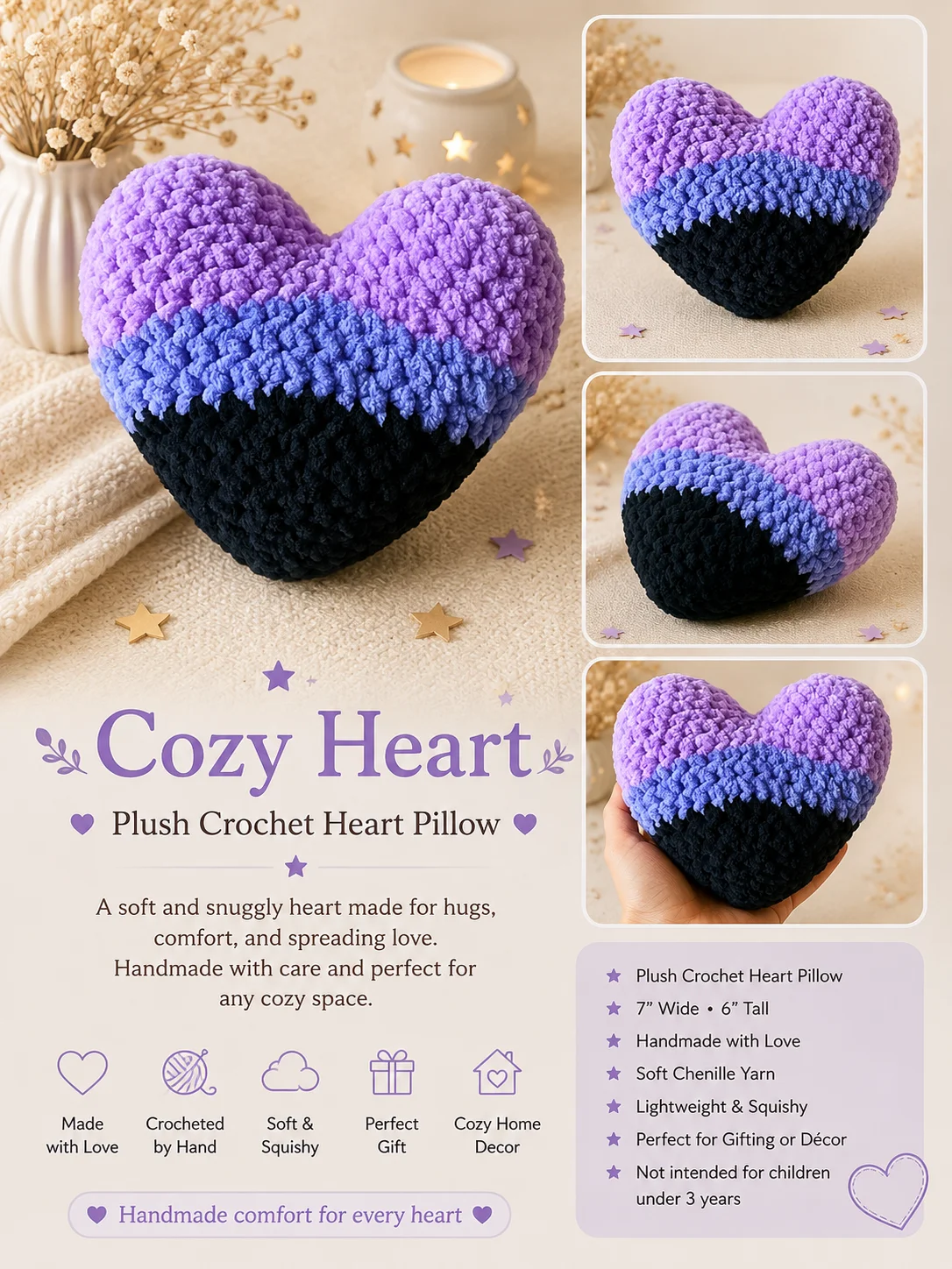 Cozy Heart — Handmade Crochet Heart 💜 product image (1)