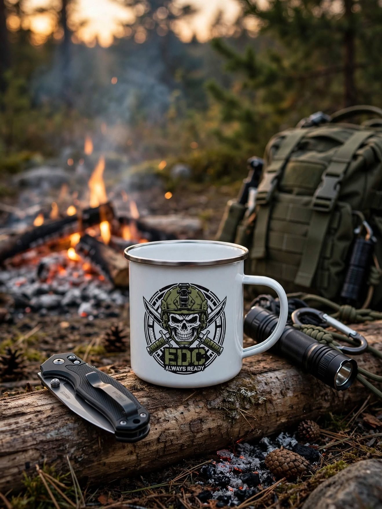 Tactical EDC Camp Mug – Stainless Steel Enamel Coffee Cup for Outdoor & Survival Enthusiasts product image (6)