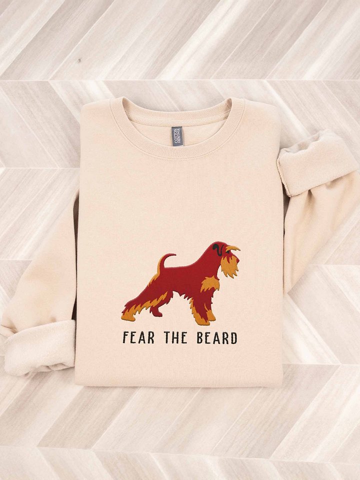 Fear the Beard Sweatshirt (Embroidered) of a Miniature Schnauzer(Liver & Tan) product image (1)