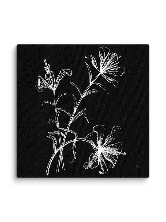 Floral Line Drawing Canvas Art - Wild Elegant Flowers Dark product image (2)