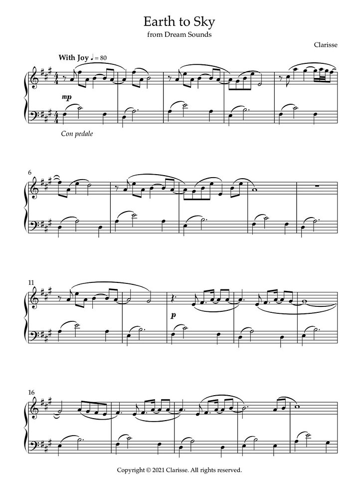 Earth to Sky - Sheet Music product image (1)