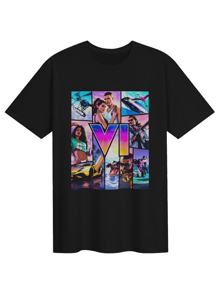 VI Neon Retro City Graphic T-Shirt | 80s Miami Inspired Gaming Streetwear product image (1)