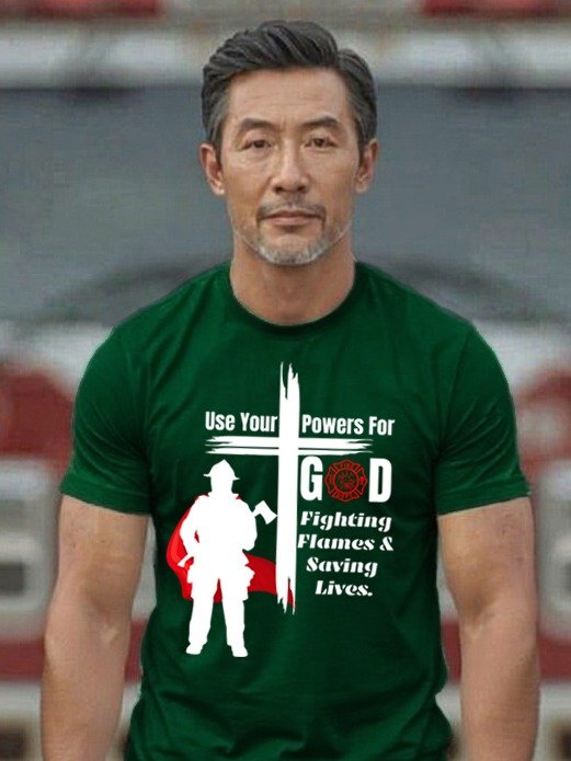 Use your powers for God - Christian Firefighter T-Shirt product image (9)