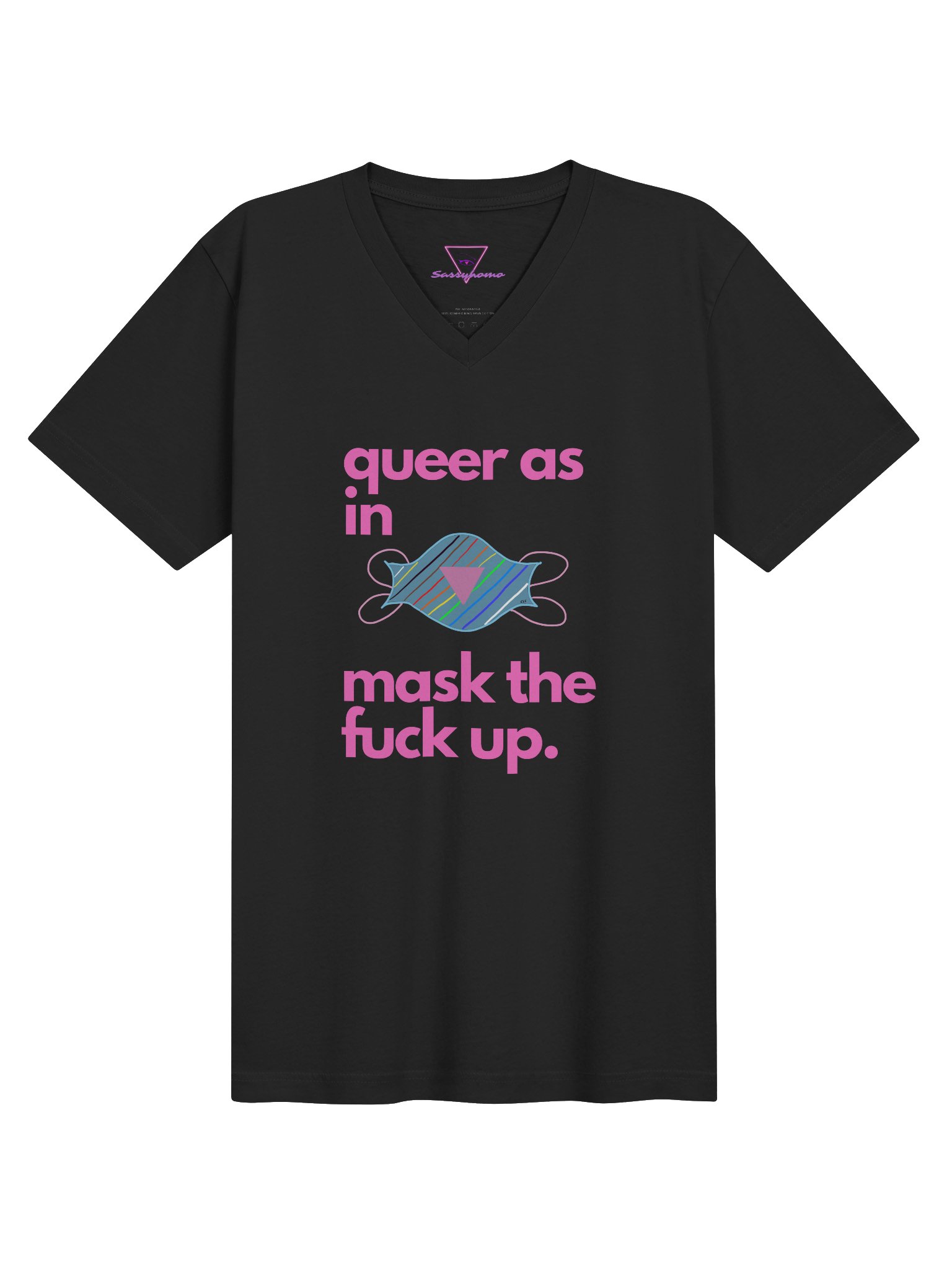 Queer As In Mask TF Up v-neck tee product image (1)