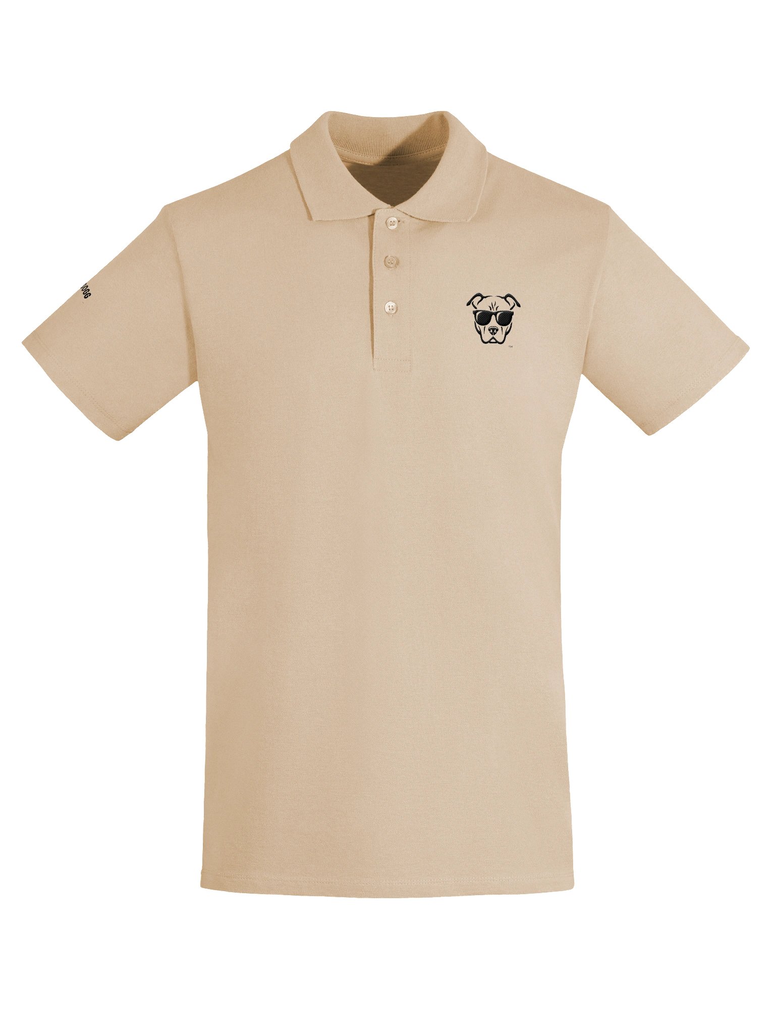 Embroidered Polo Shirt - Pocket and Sleeve - Black on Tan product image (5)