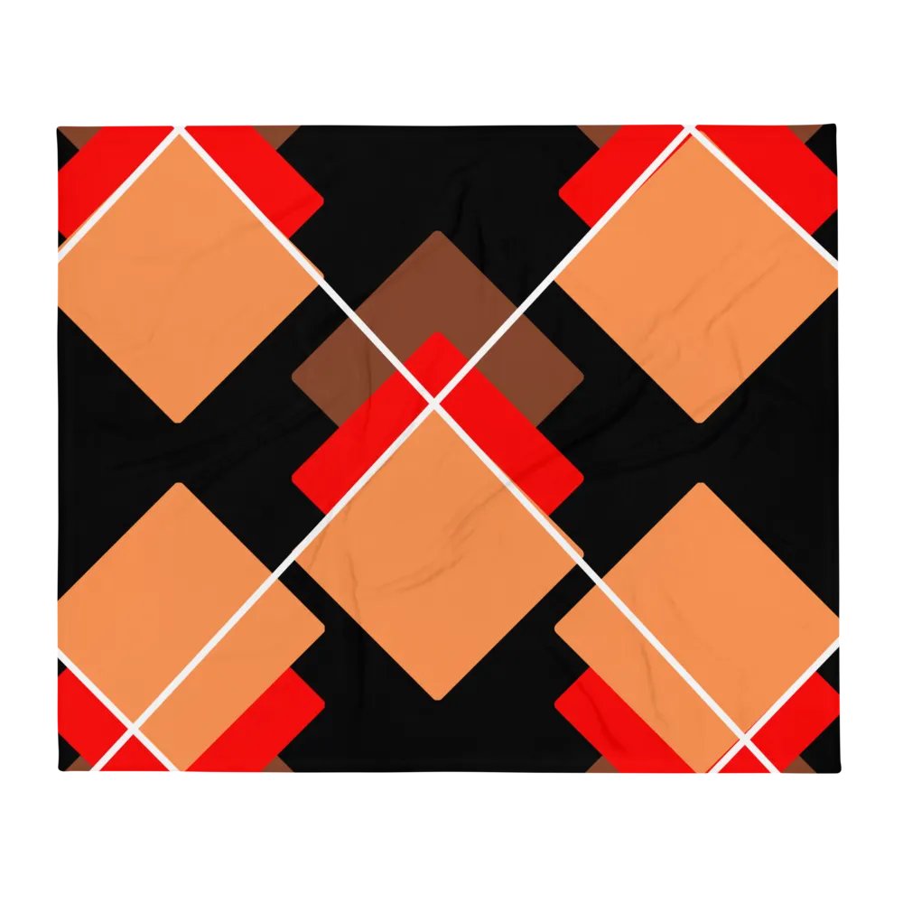 Brown, Red And Orange Overlapping Diamonds Throw Blanket product image (2)