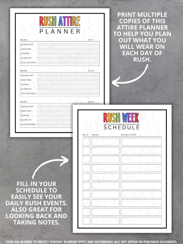 Sorority Rush Week Survival Kit, Sorority Recruitment Planner product image (4)